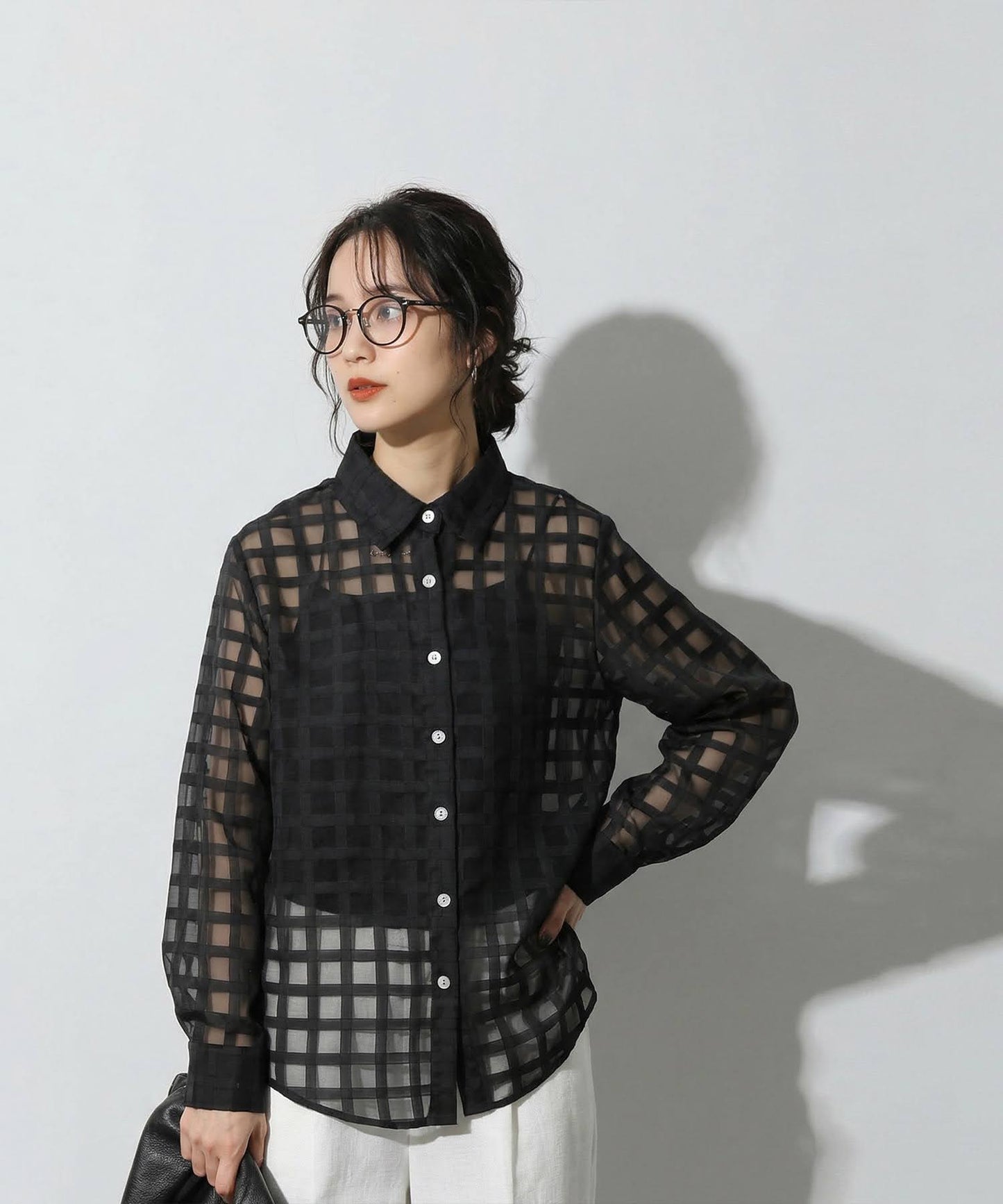 Checked Sheer Shirt Ladies