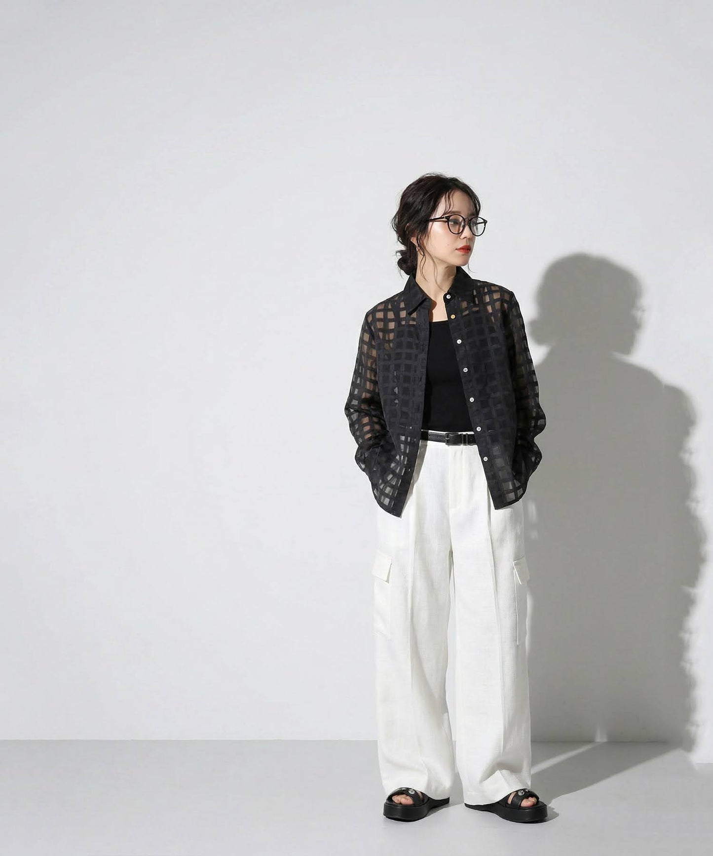 Checked Sheer Shirt Ladies