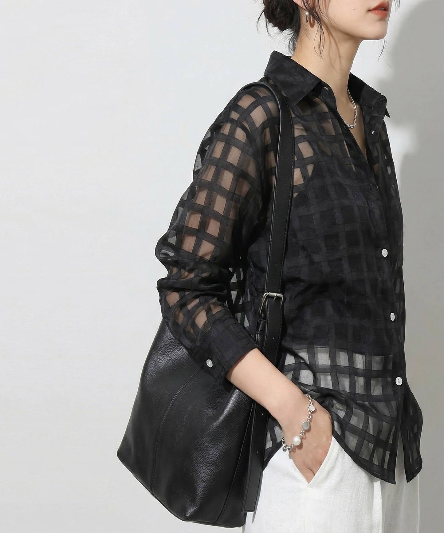 Checked Sheer Shirt Ladies