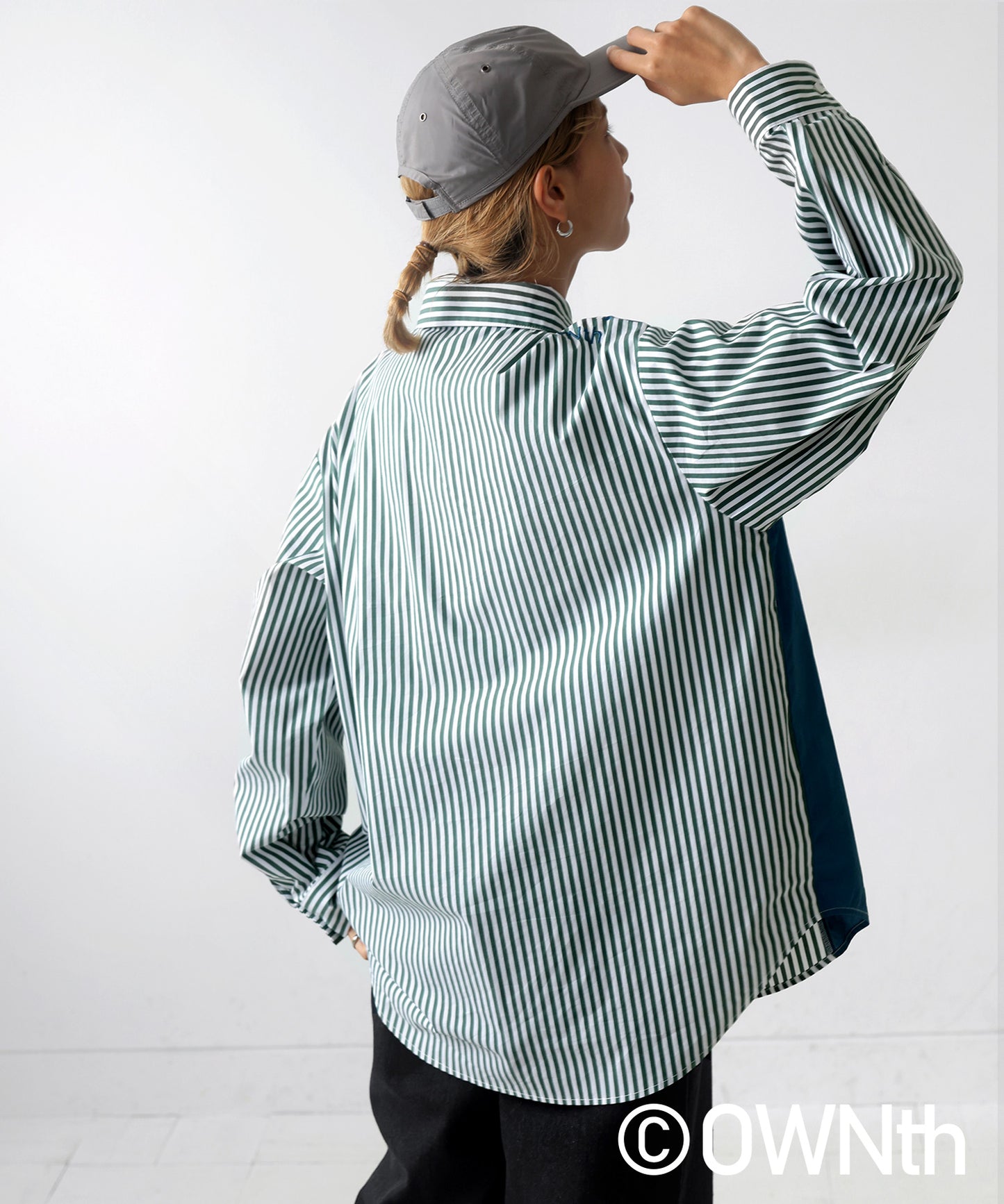 Color docking striped shirt Ladies