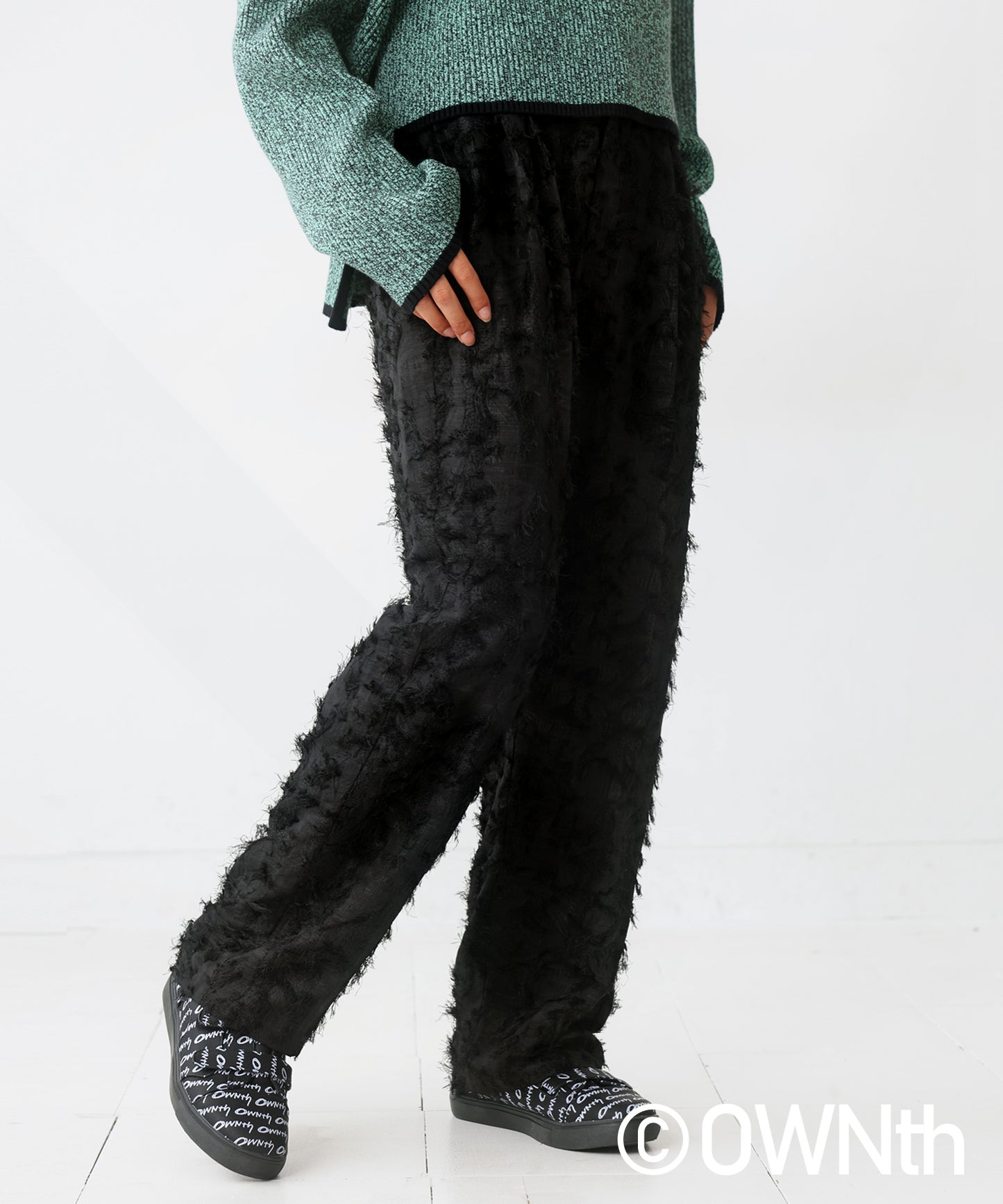 Fringe Jacquard Wide Straight Pants Unisex