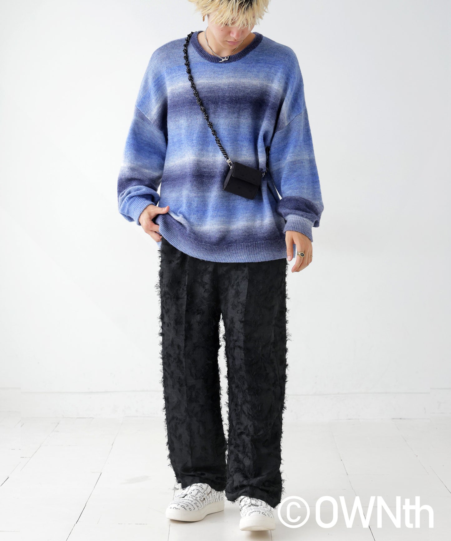 Fringe Jacquard Wide Straight Pants Unisex