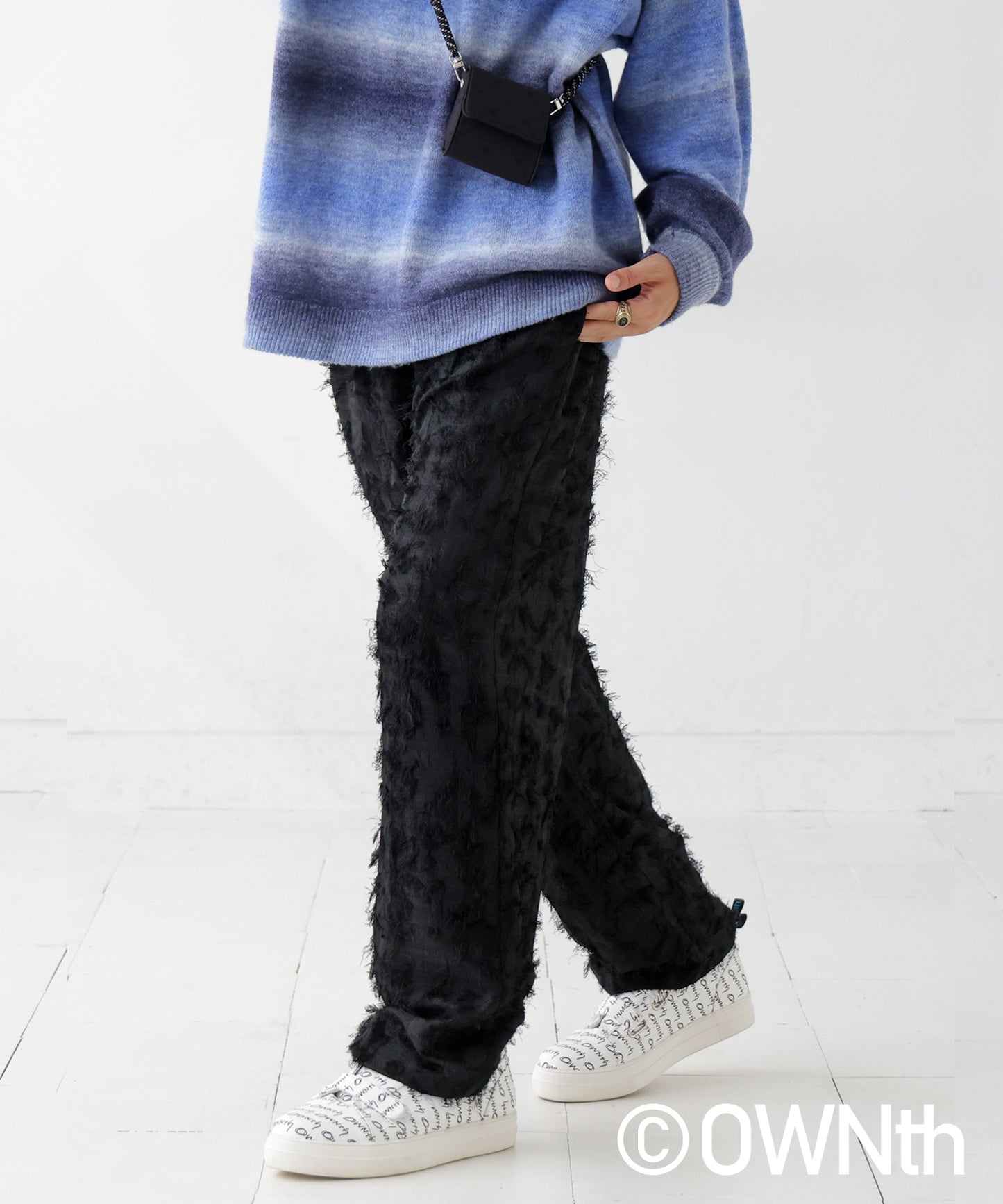 Fringe Jacquard Wide Straight Pants Unisex