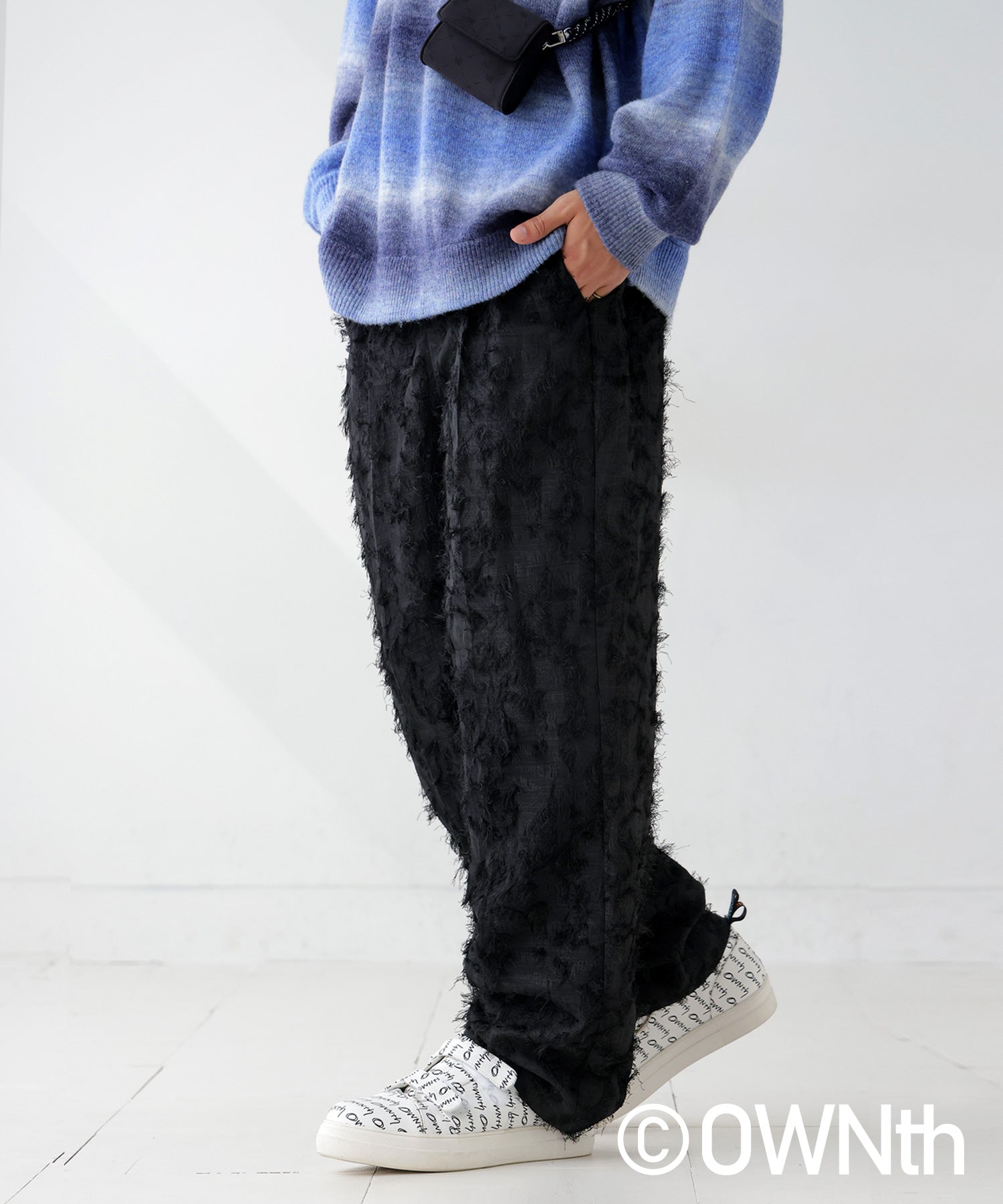 Fringe Jacquard Wide Straight Pants Unisex