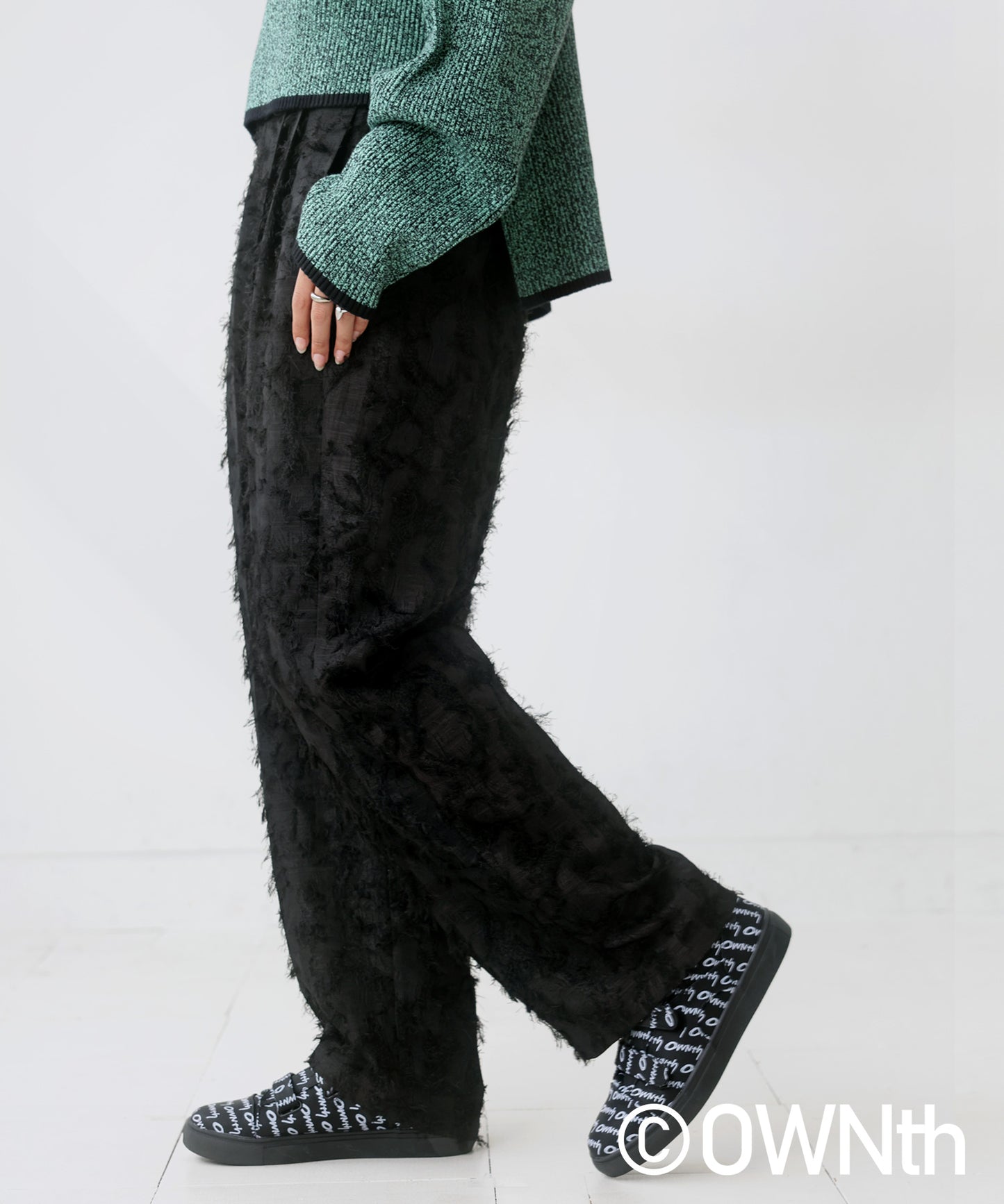 Fringe Jacquard Wide Straight Pants Unisex