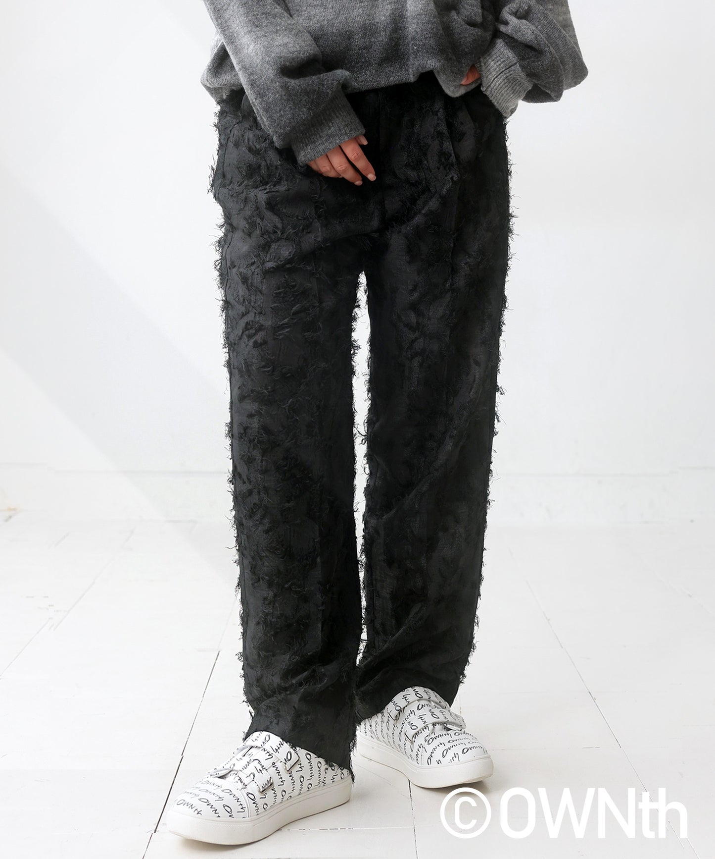 Fringe Jacquard Wide Straight Pants Unisex