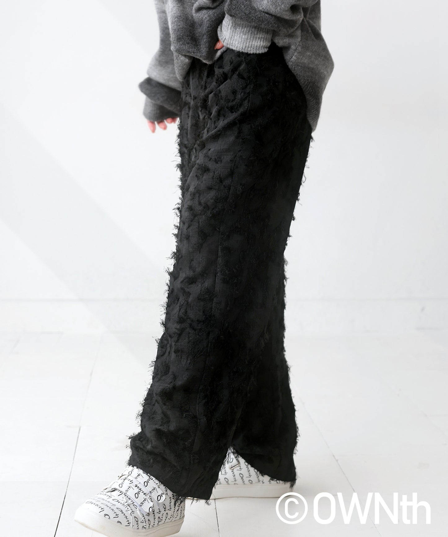 Fringe Jacquard Wide Straight Pants Unisex