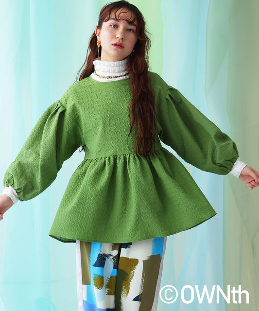 OWNth Jacquard Peplum Tops Ladies