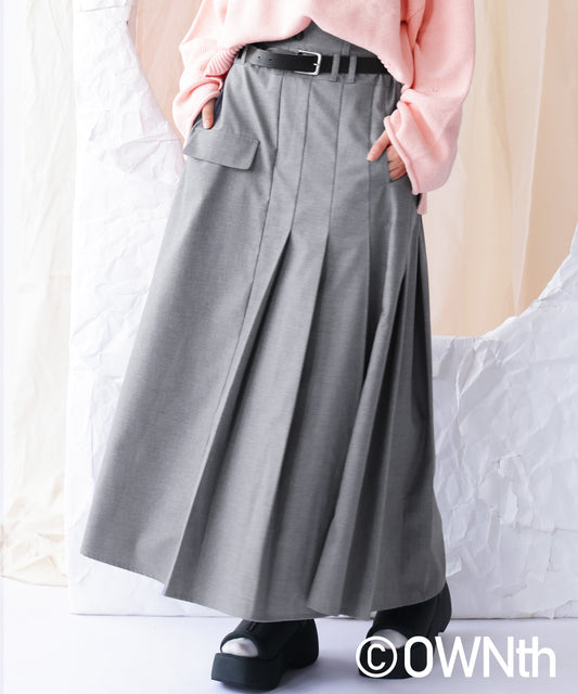 Back Embroidery Asymmetry Pleated Skirt Ladies