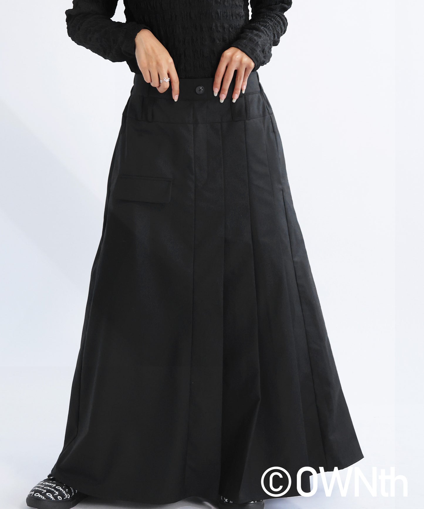 Back Embroidery Asymmetry Pleated Skirt Ladies