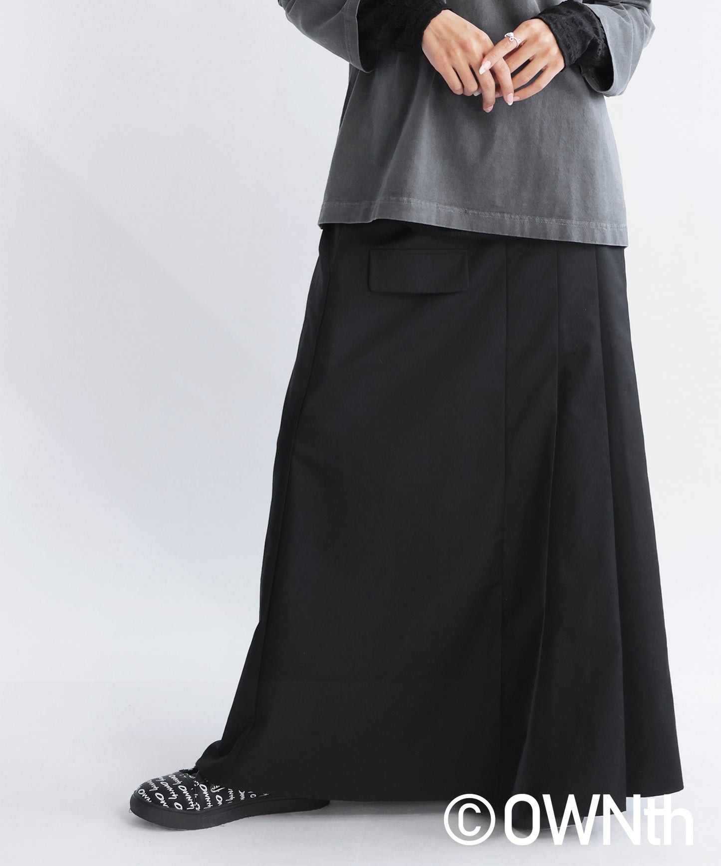 Back Embroidery Asymmetry Pleated Skirt Ladies