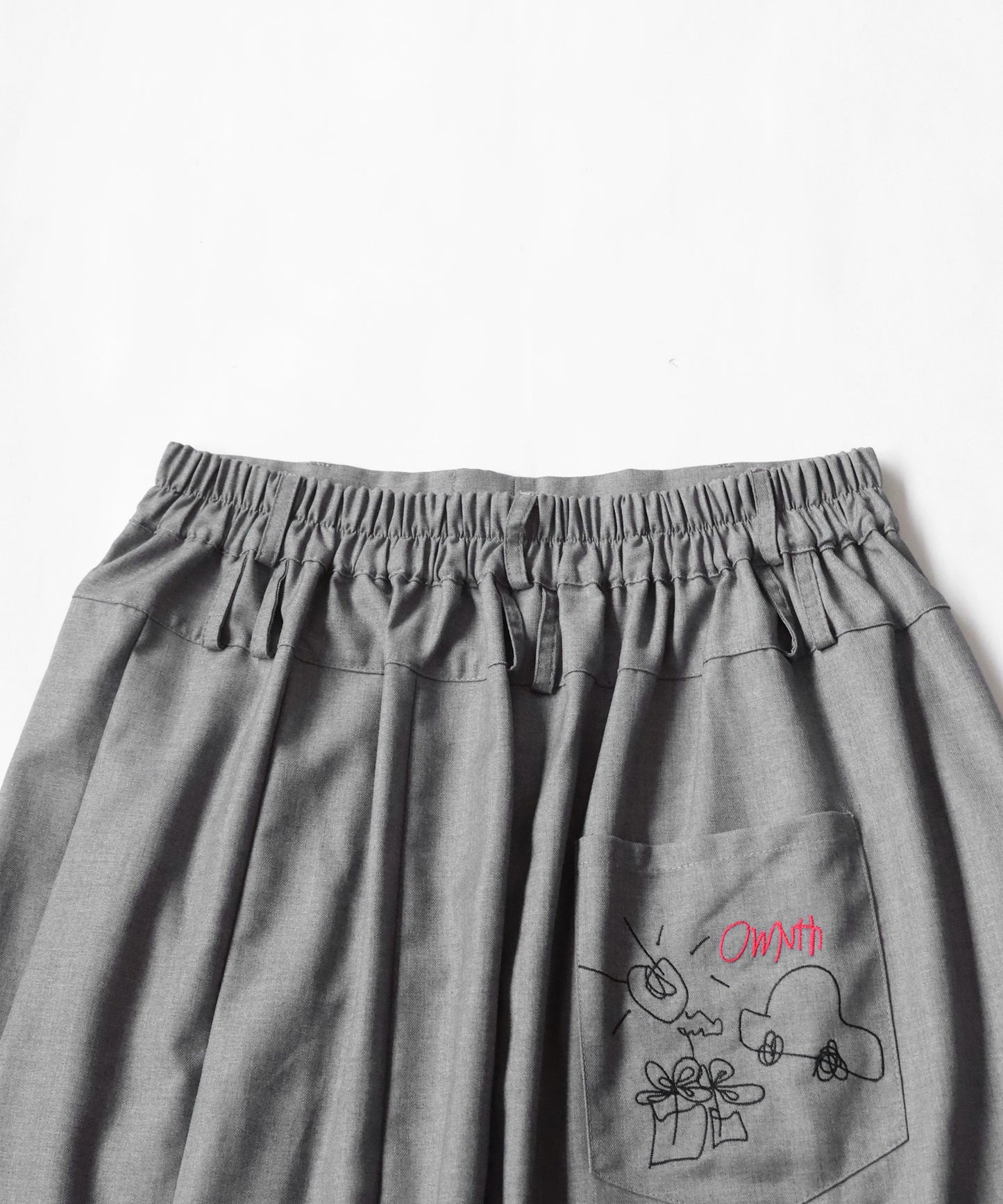 Back Embroidery Asymmetry Pleated Skirt Ladies