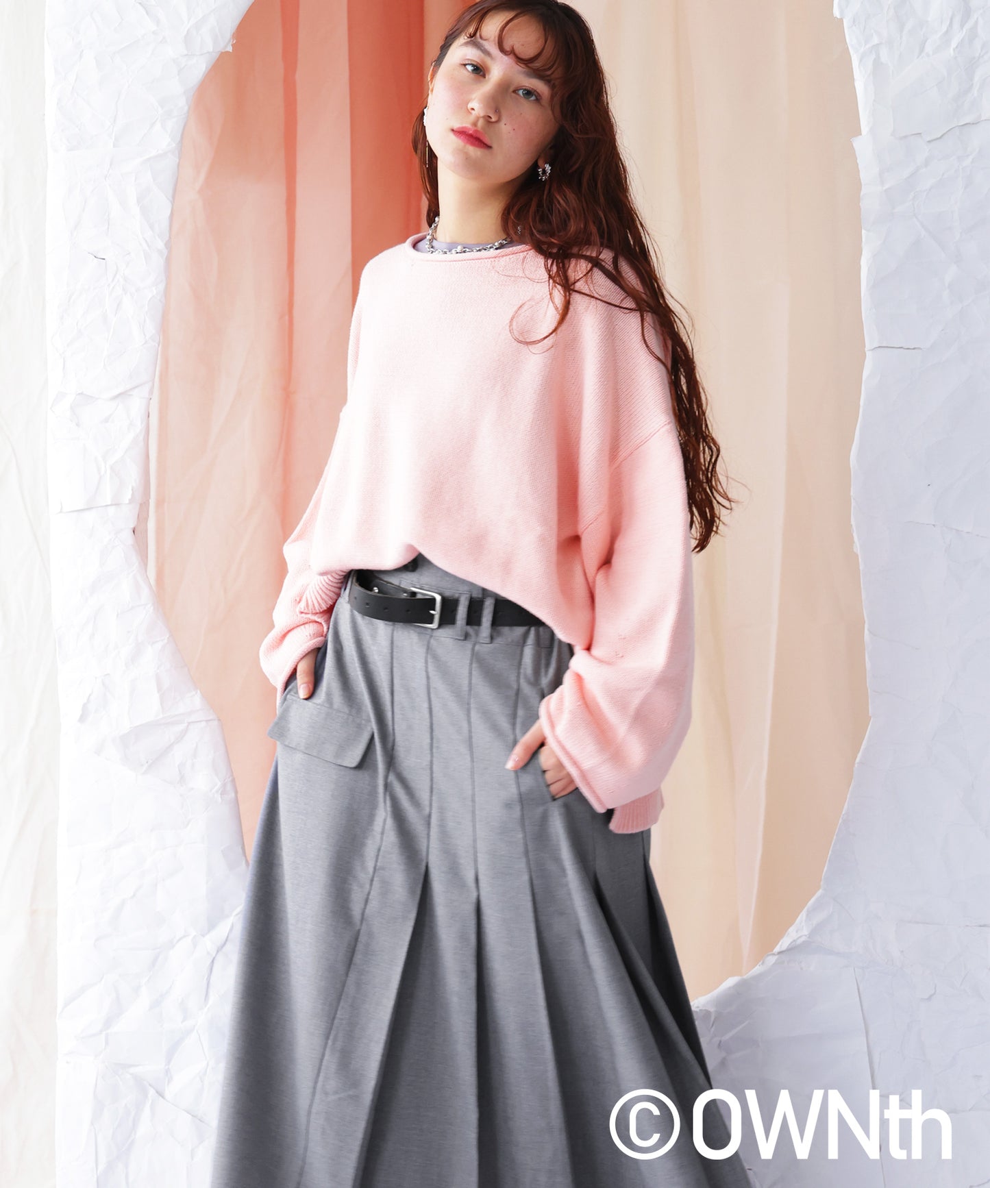 Back Embroidery Asymmetry Pleated Skirt Ladies