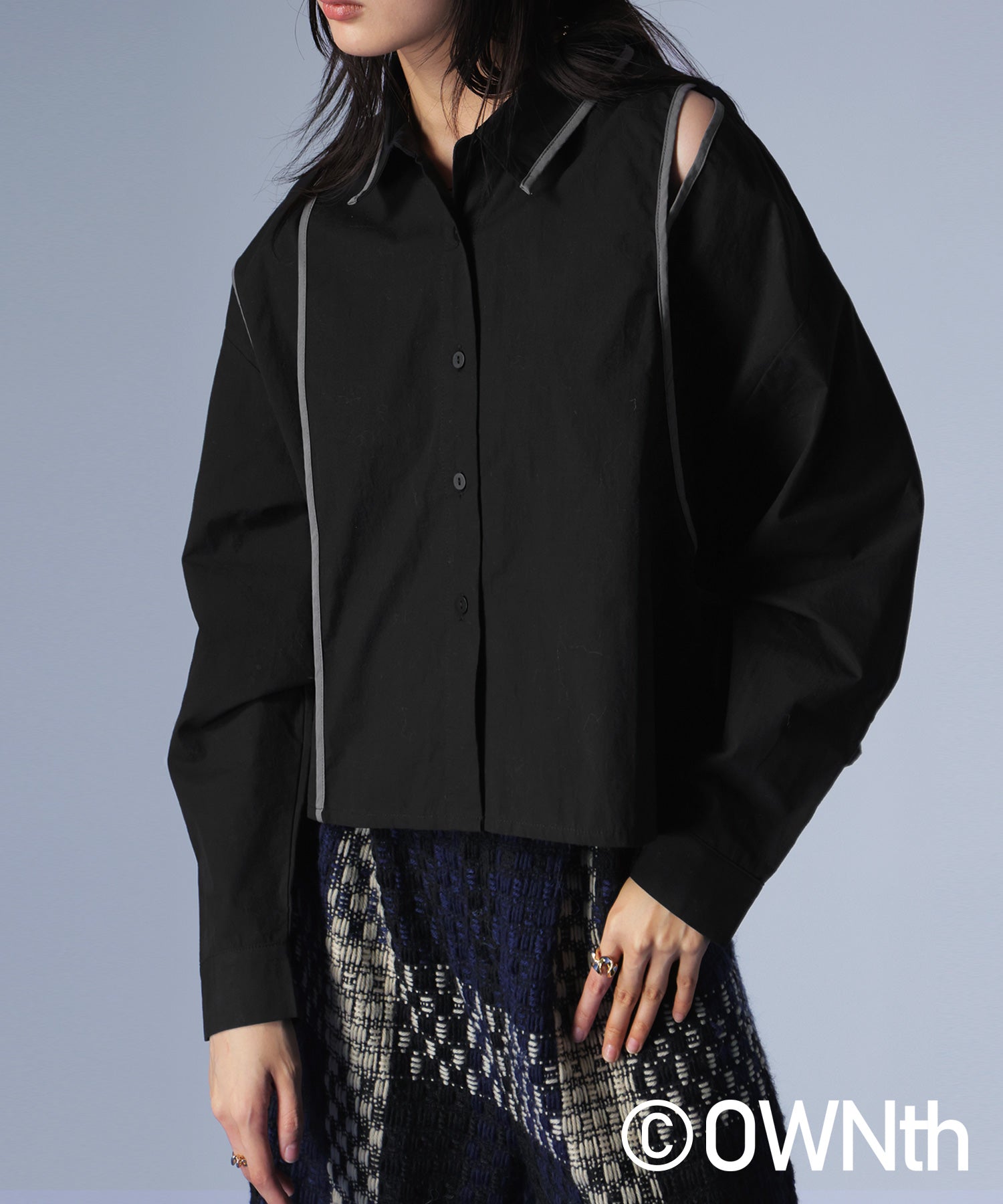 Color Scheme Piping Tape Switching Shirt Ladies | Japanese fashion ...