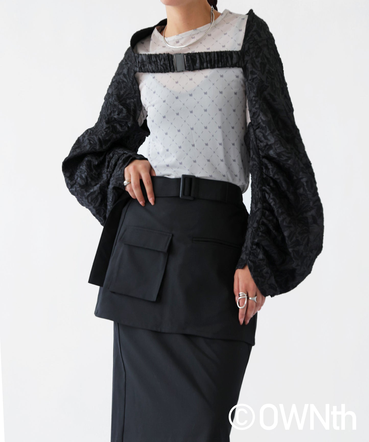 Layered Design Tight Skirt With Belt Ladies