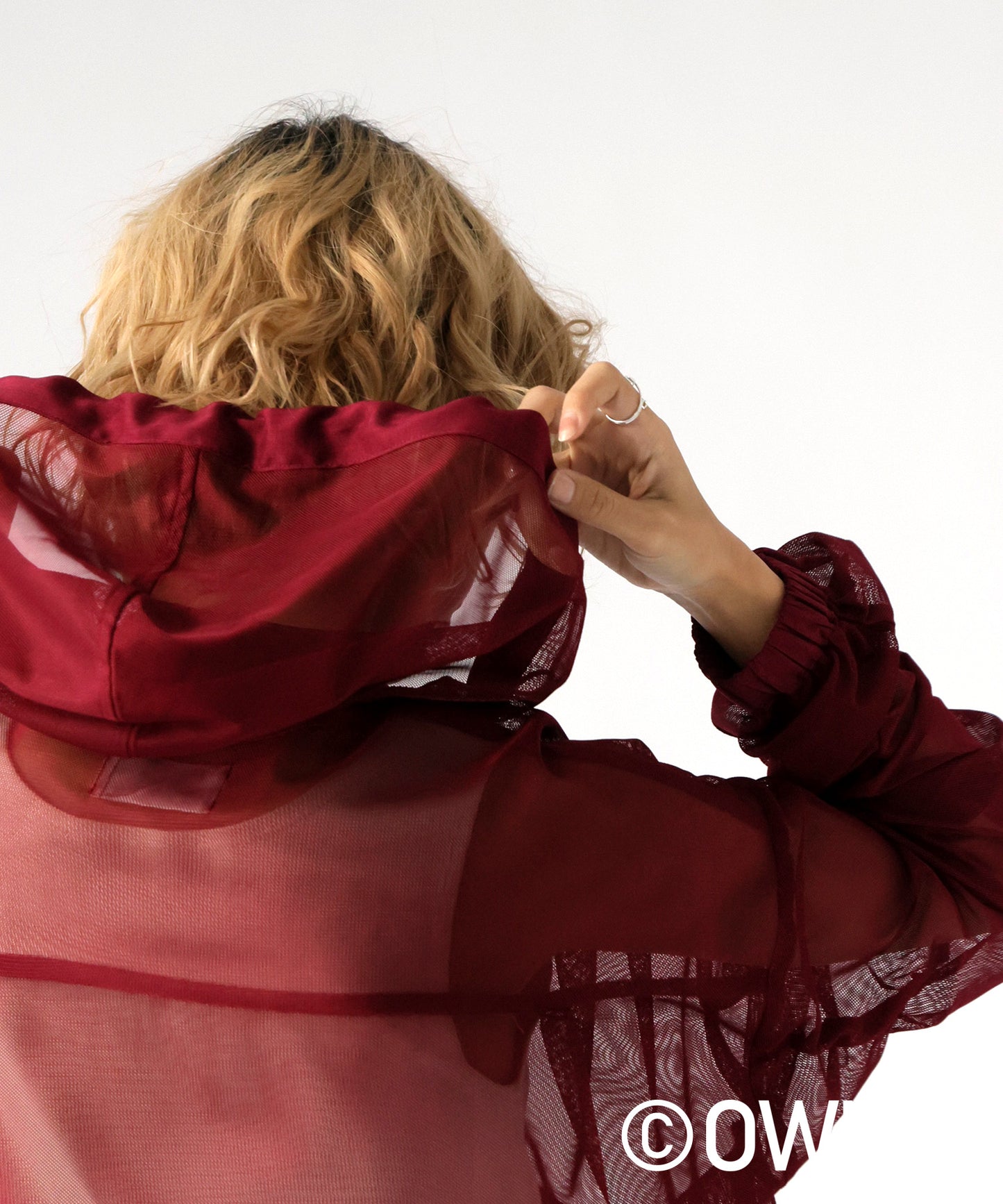 Gathered Sleeve Mesh Pullover Ladies