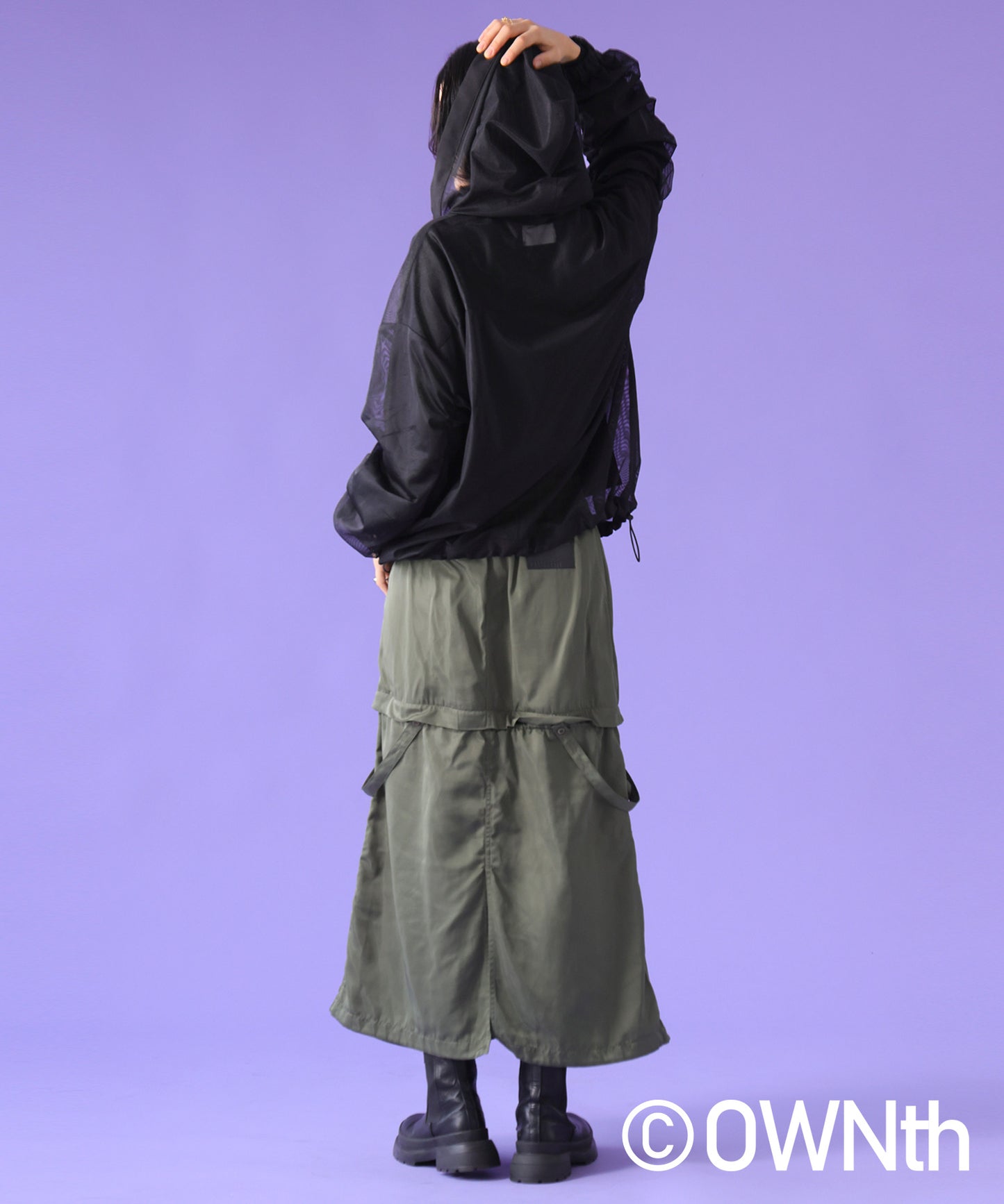 Gathered Sleeve Mesh Pullover Ladies