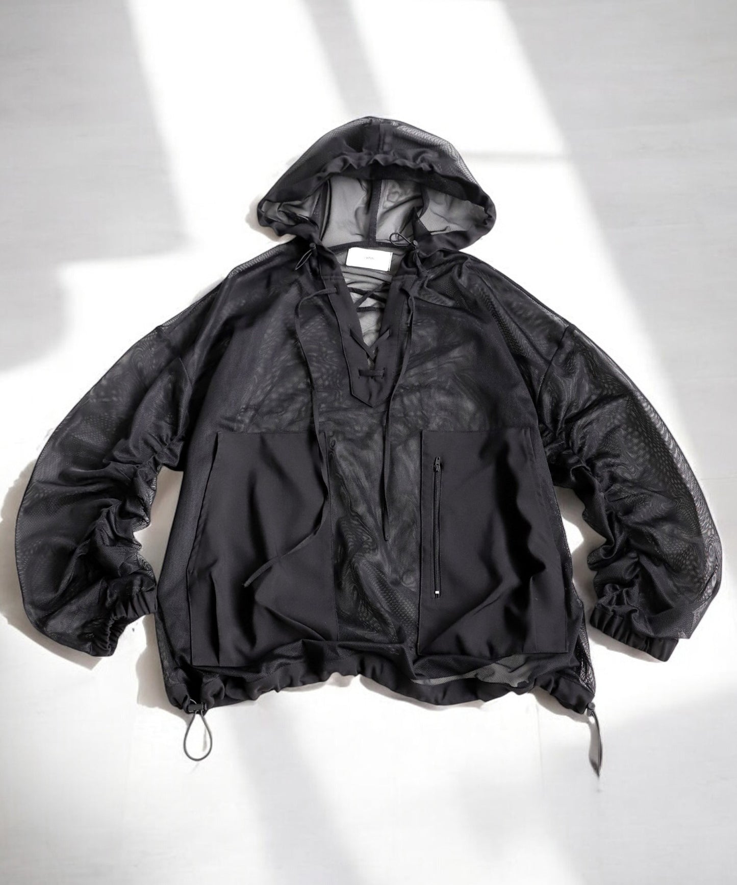 Gathered Sleeve Mesh Pullover Ladies