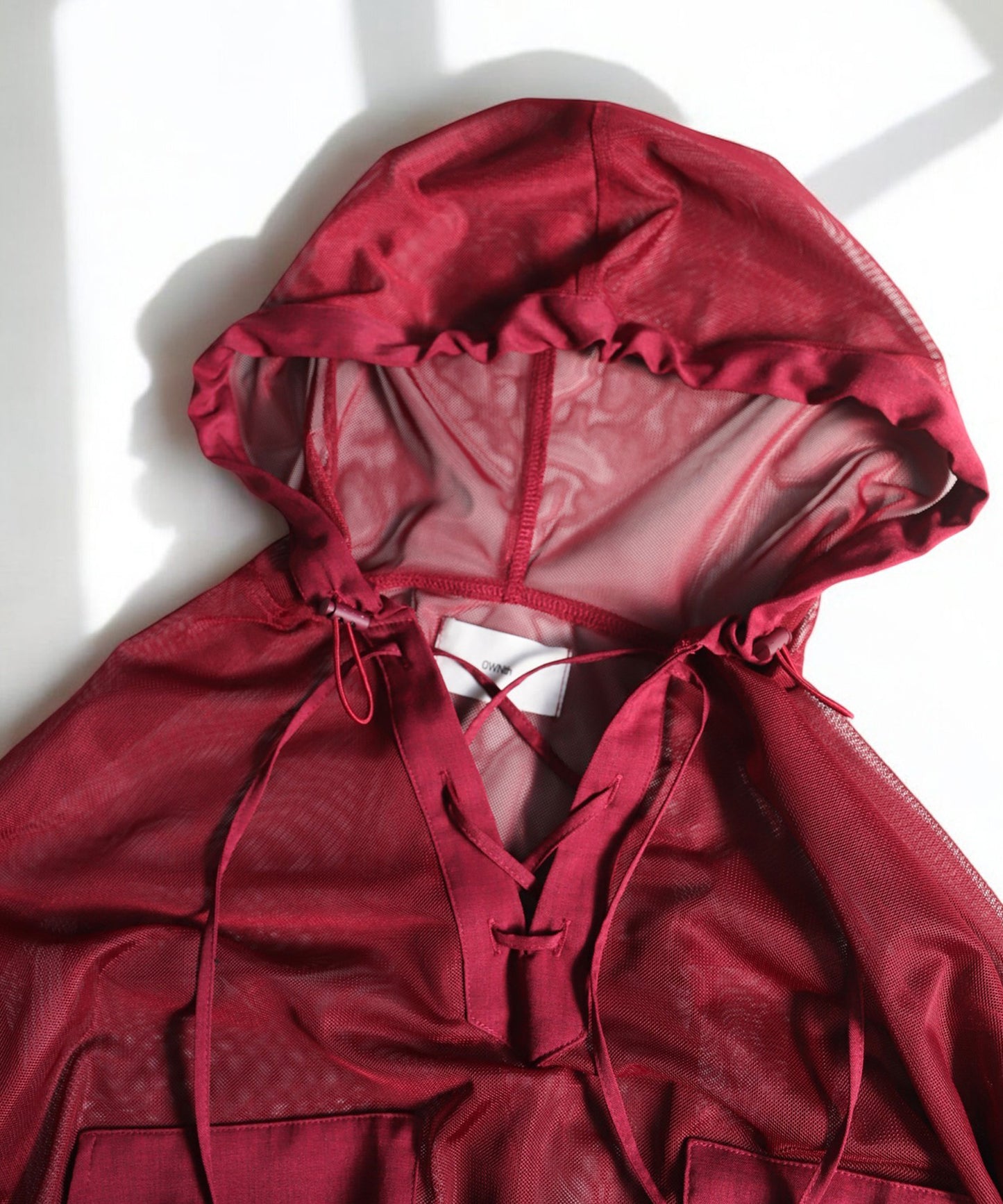 Gathered Sleeve Mesh Pullover Ladies