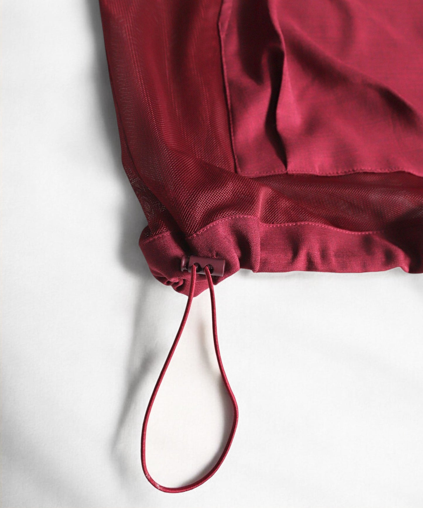 Gathered Sleeve Mesh Pullover Ladies