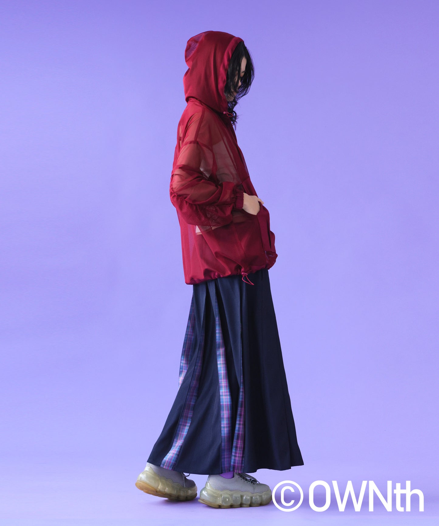 Gathered Sleeve Mesh Pullover Ladies