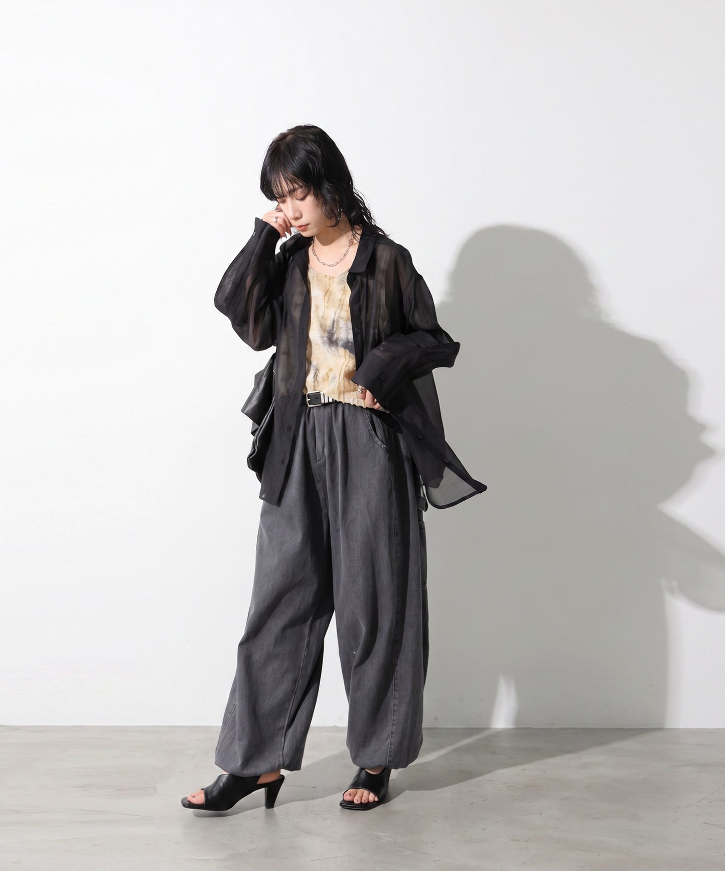 OWNth Zippered Sleeve Sheer Shirt Ladies