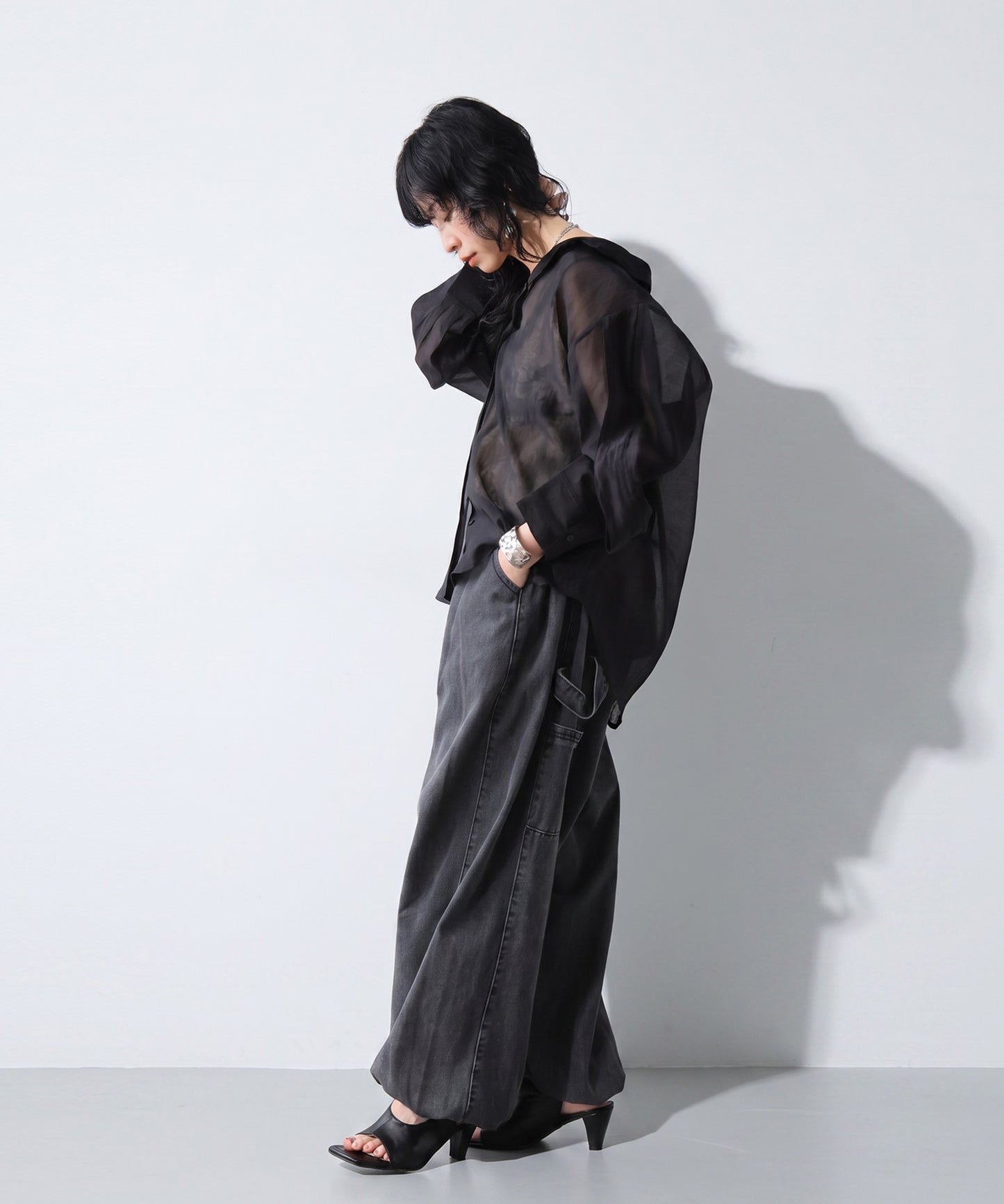 OWNth Zippered Sleeve Sheer Shirt Ladies