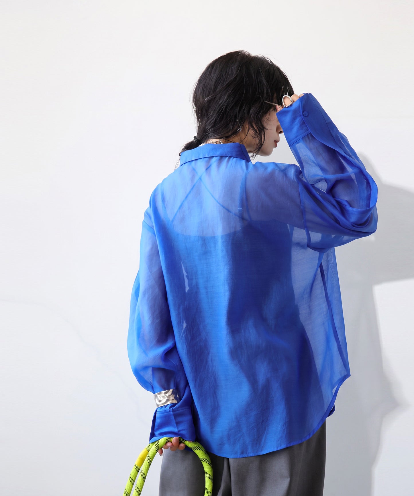 OWNth Zippered Sleeve Sheer Shirt Ladies