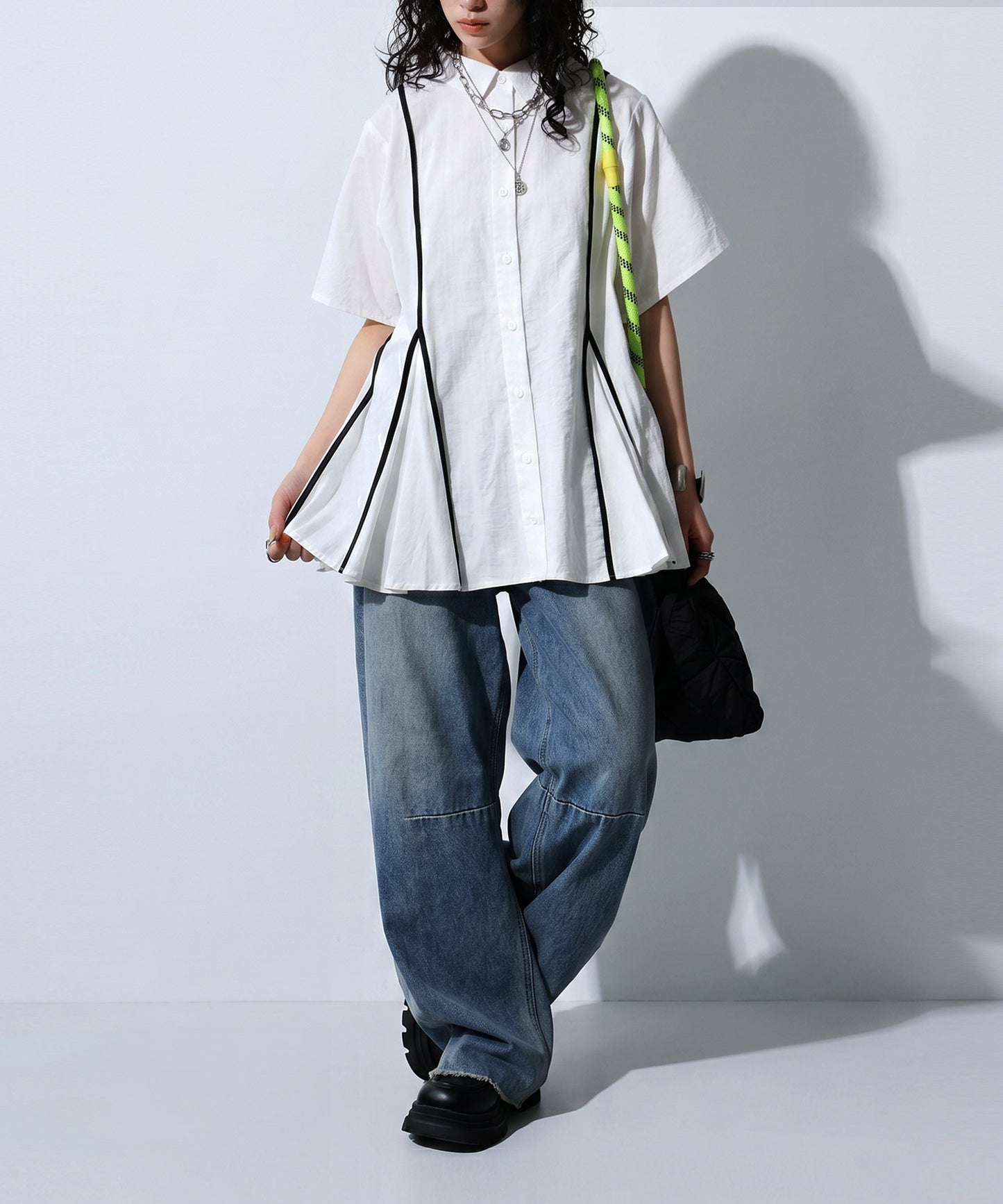 OWNth Flared Shirt With Contrasting Piping Ladies