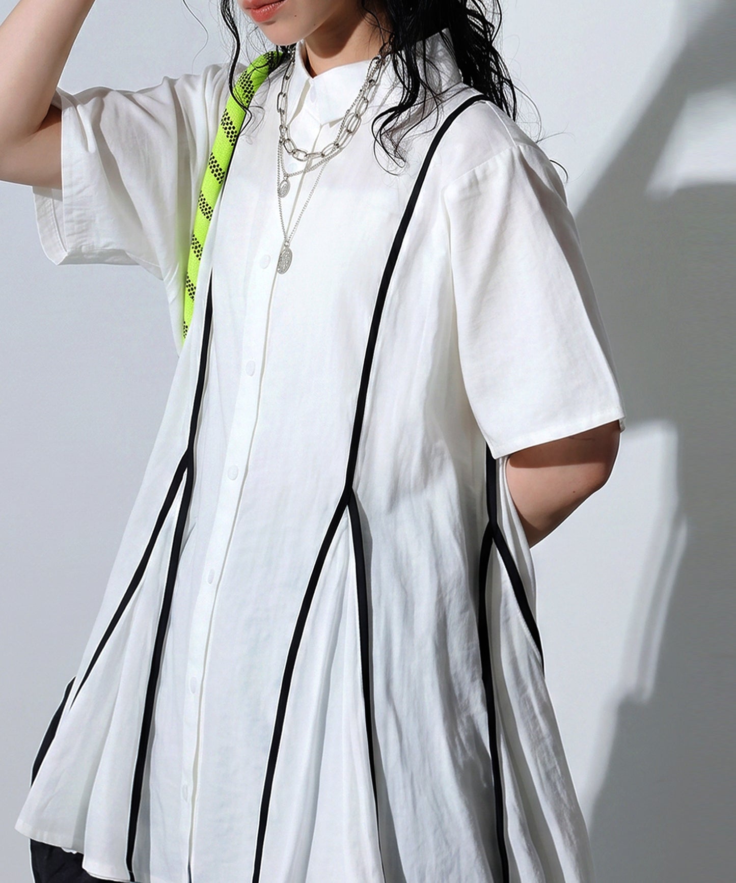 OWNth Flared Shirt With Contrasting Piping Ladies
