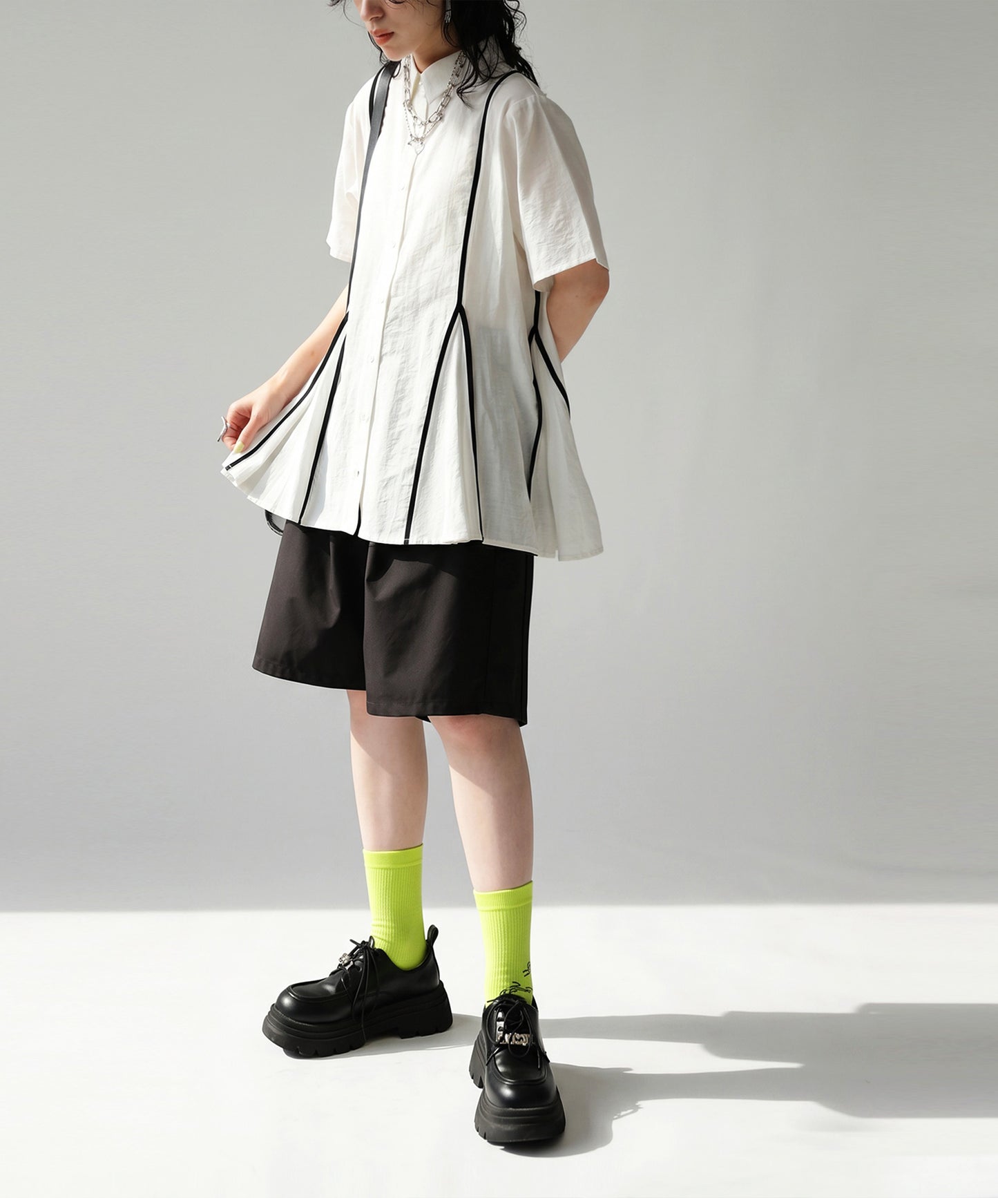 OWNth Flared Shirt With Contrasting Piping Ladies