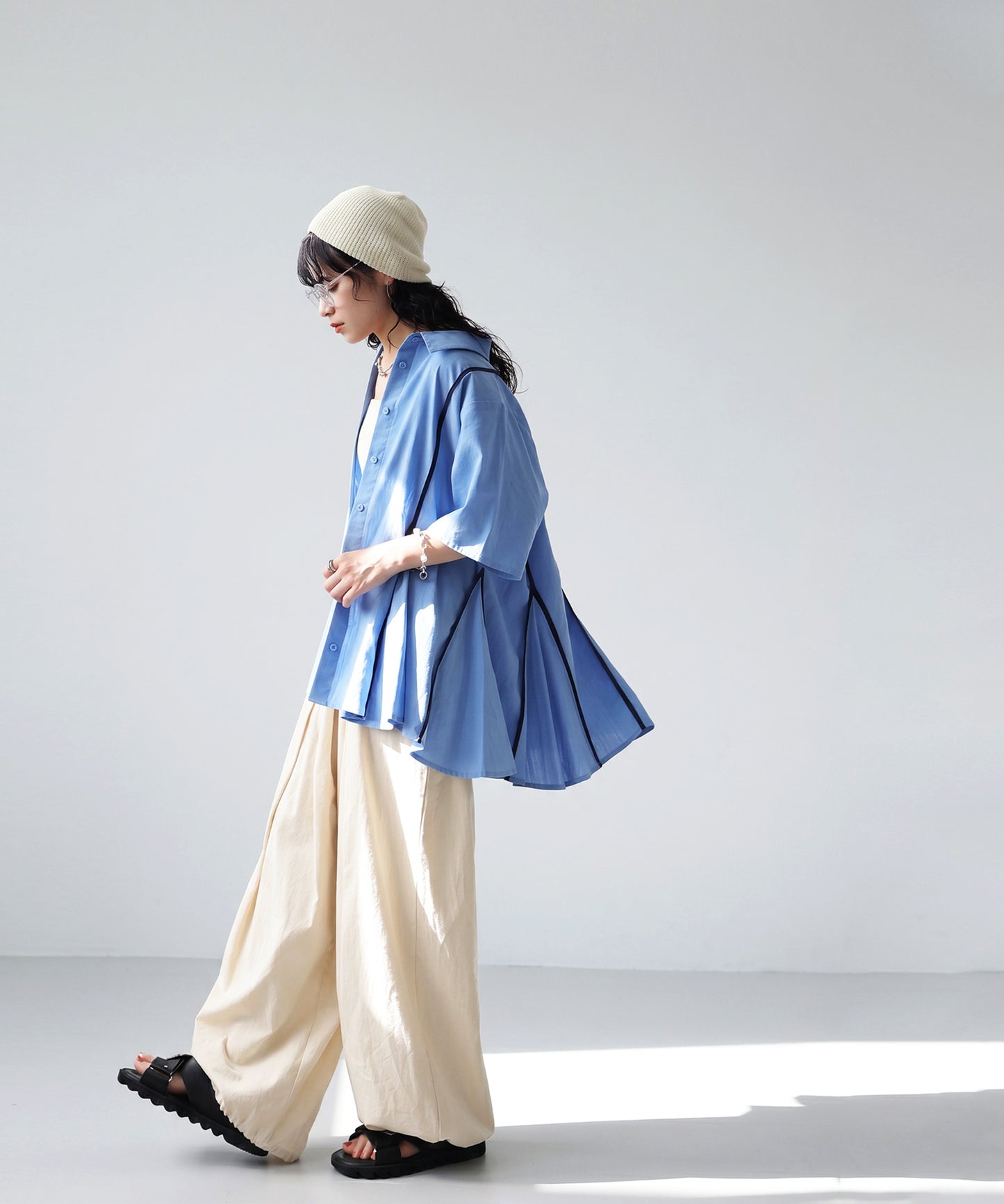 OWNth Flared Shirt With Contrasting Piping Ladies