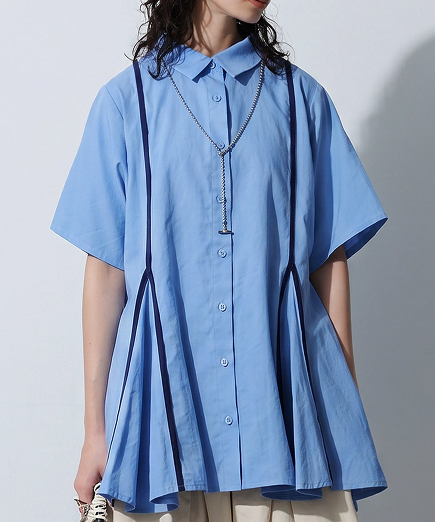 OWNth Flared Shirt With Contrasting Piping Ladies