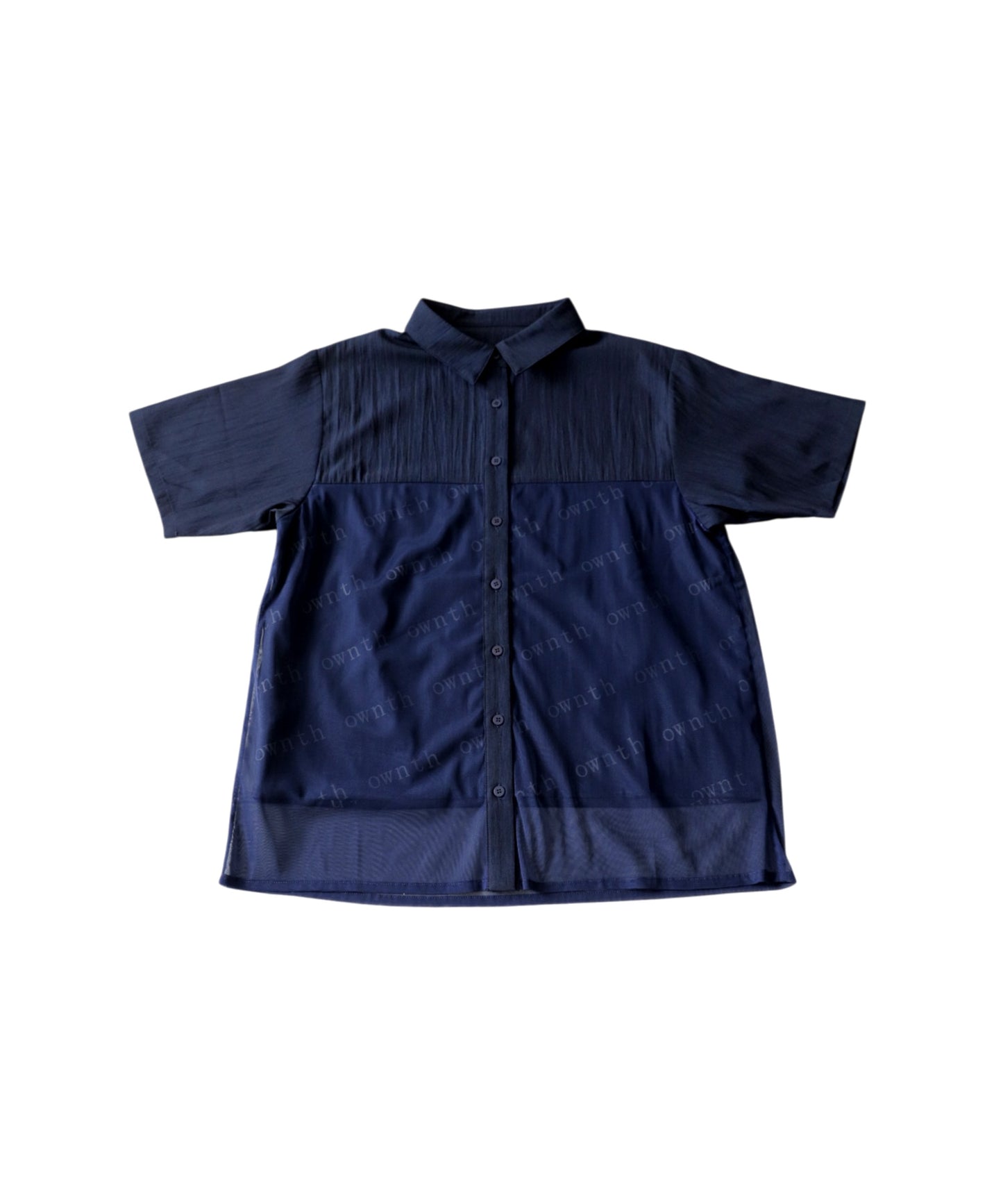 OWNth Tulle-Paneled Layered-Look Sheer Shirt Ladies