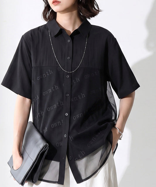OWNth Tulle-Paneled Layered-Look Sheer Shirt Ladies