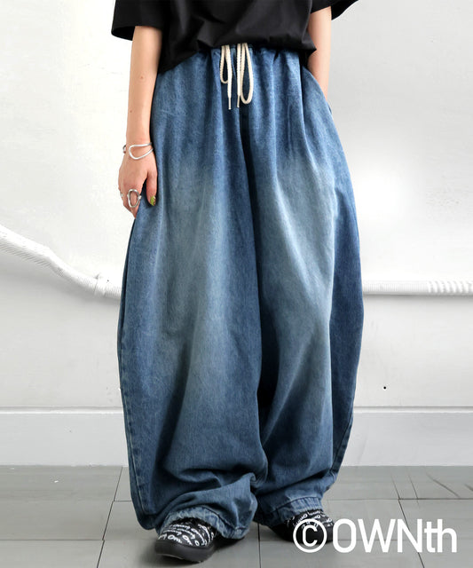 OWNth Ladies Drawstring Design Denim Balloon Pants