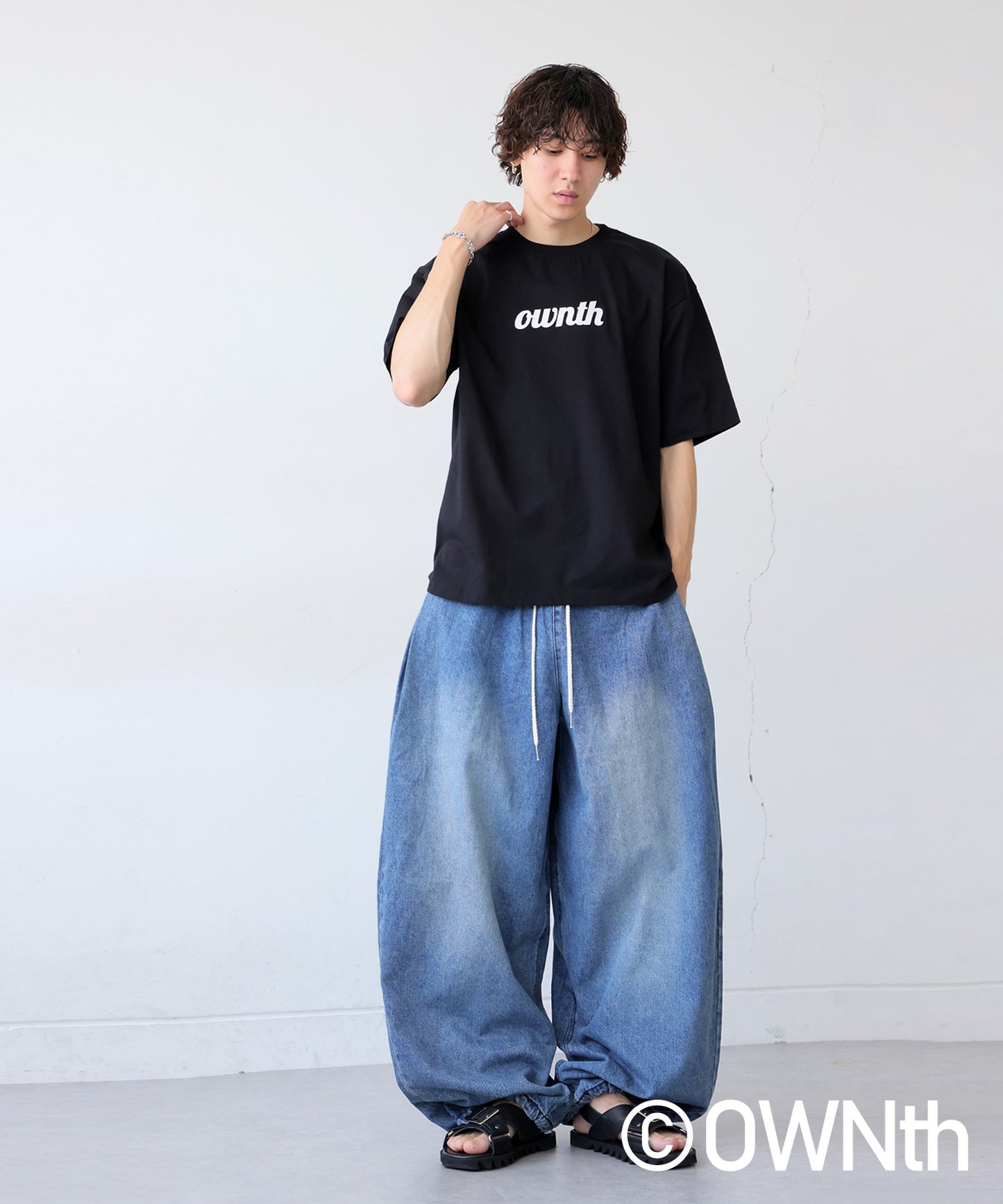 OWNth Ladies Drawstring Design Denim Balloon Pants