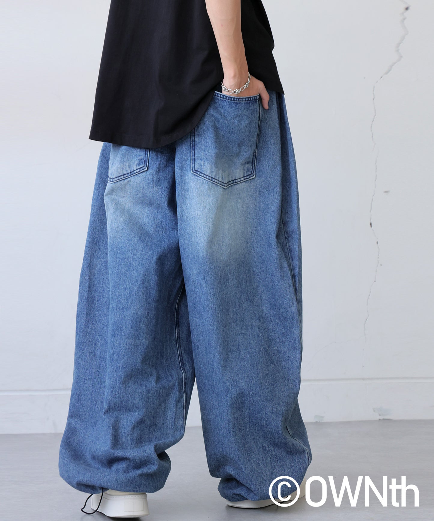 OWNth Ladies Drawstring Design Denim Balloon Pants