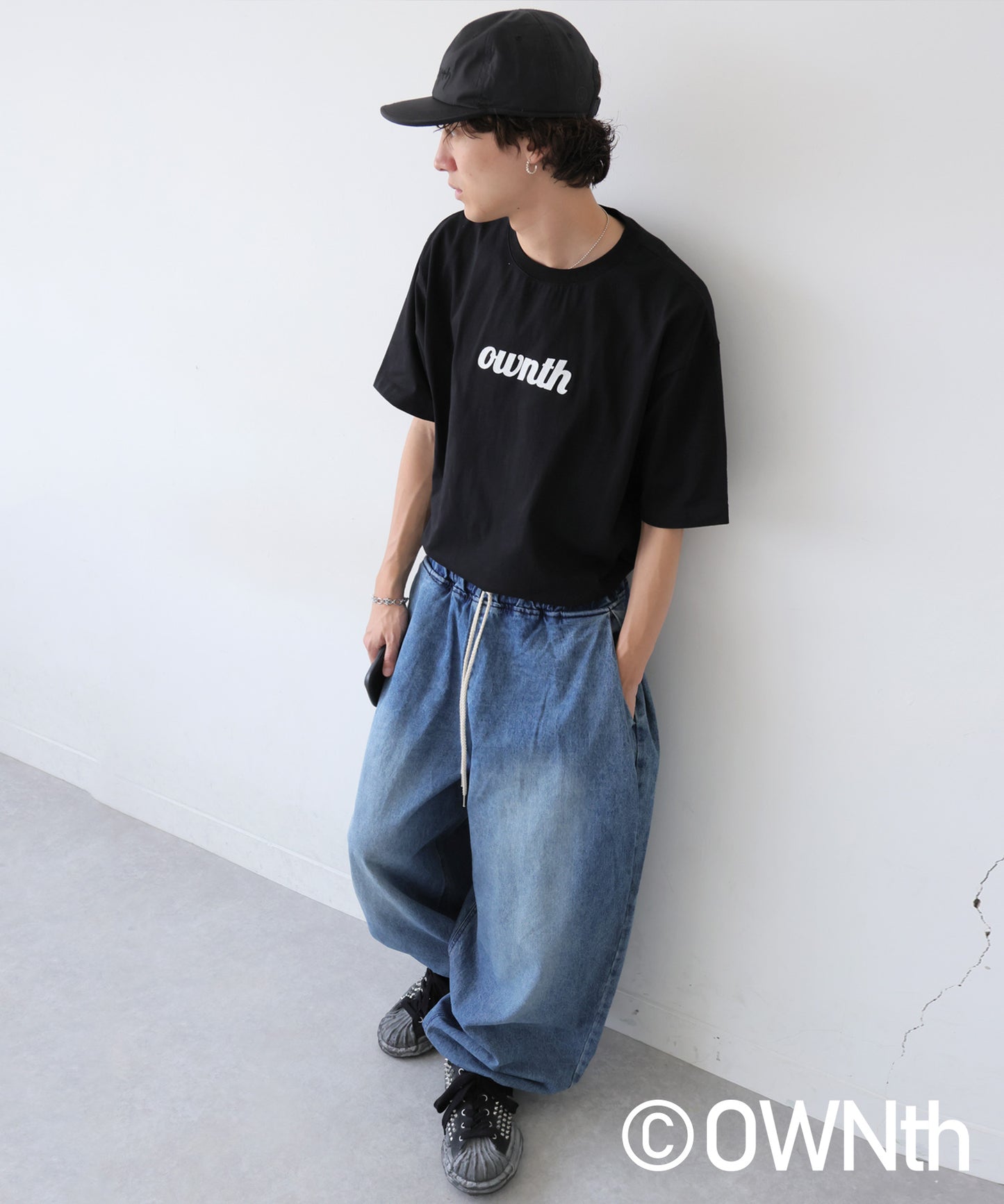 OWNth Ladies Drawstring Design Denim Balloon Pants