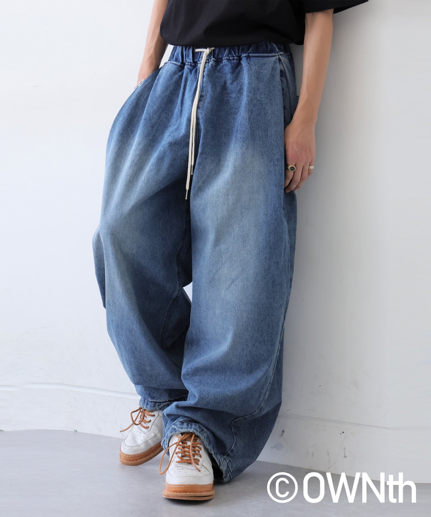 OWNth Ladies Drawstring Design Denim Balloon Pants