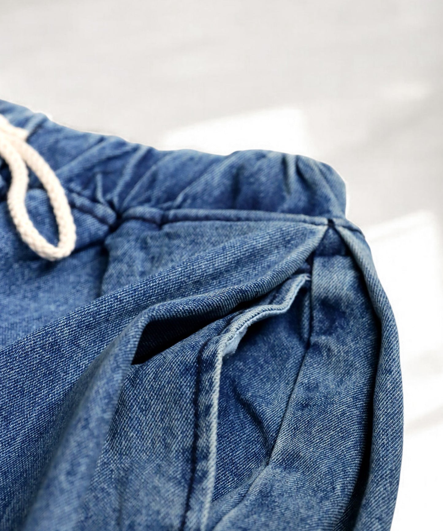 OWNth Ladies Drawstring Design Denim Balloon Pants