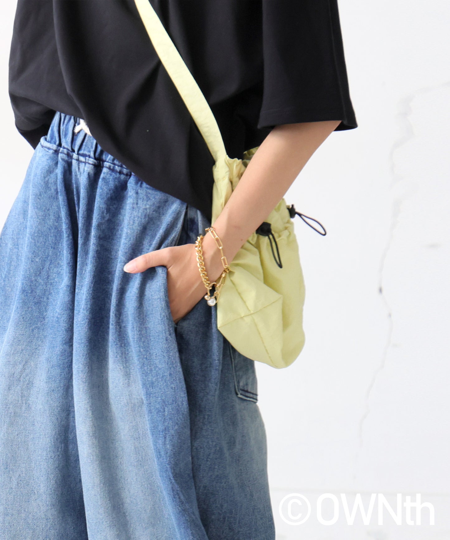 OWNth Ladies Drawstring Design Denim Balloon Pants