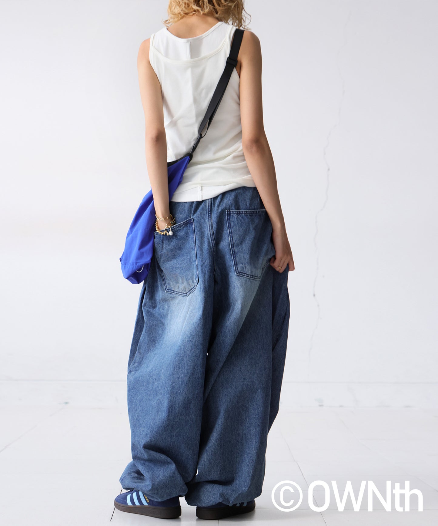 OWNth Ladies Drawstring Design Denim Balloon Pants