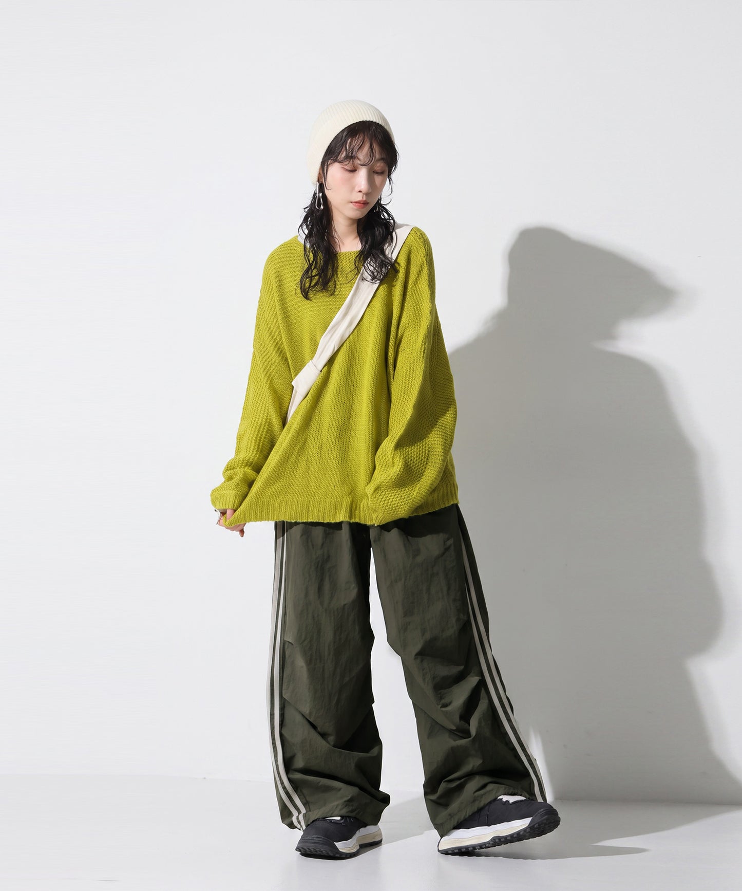OWNth Color-Blocked Double-Line Wide-Leg Pants Ladies