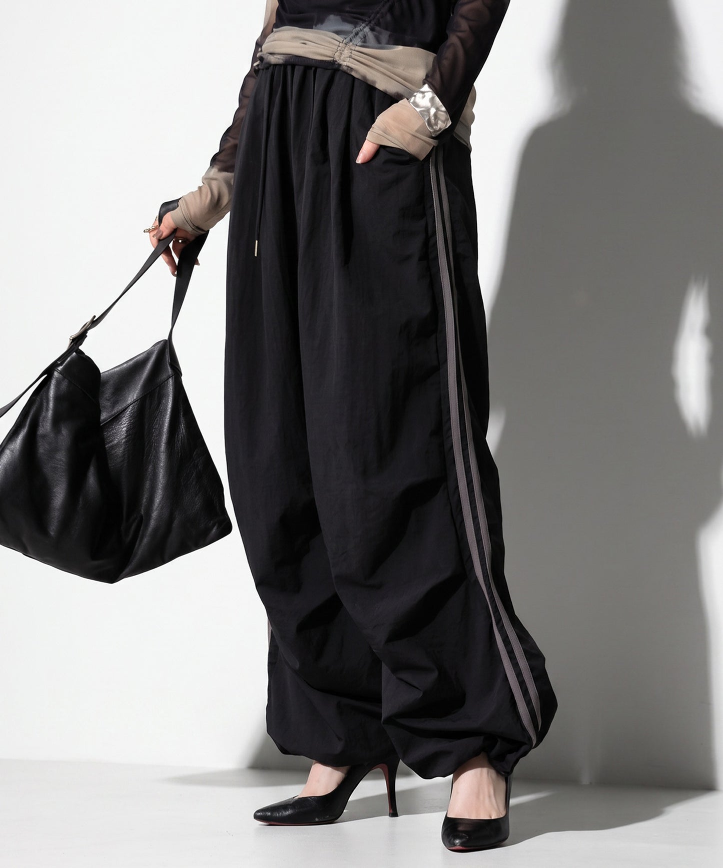 OWNth Color-Blocked Double-Line Wide-Leg Pants Ladies