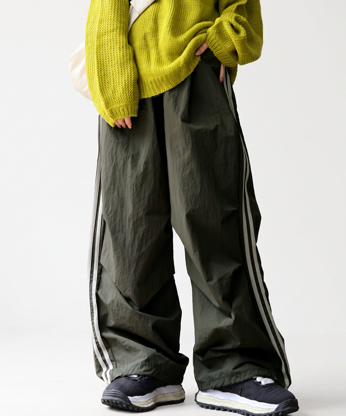 OWNth Color-Blocked Double-Line Wide-Leg Pants Ladies