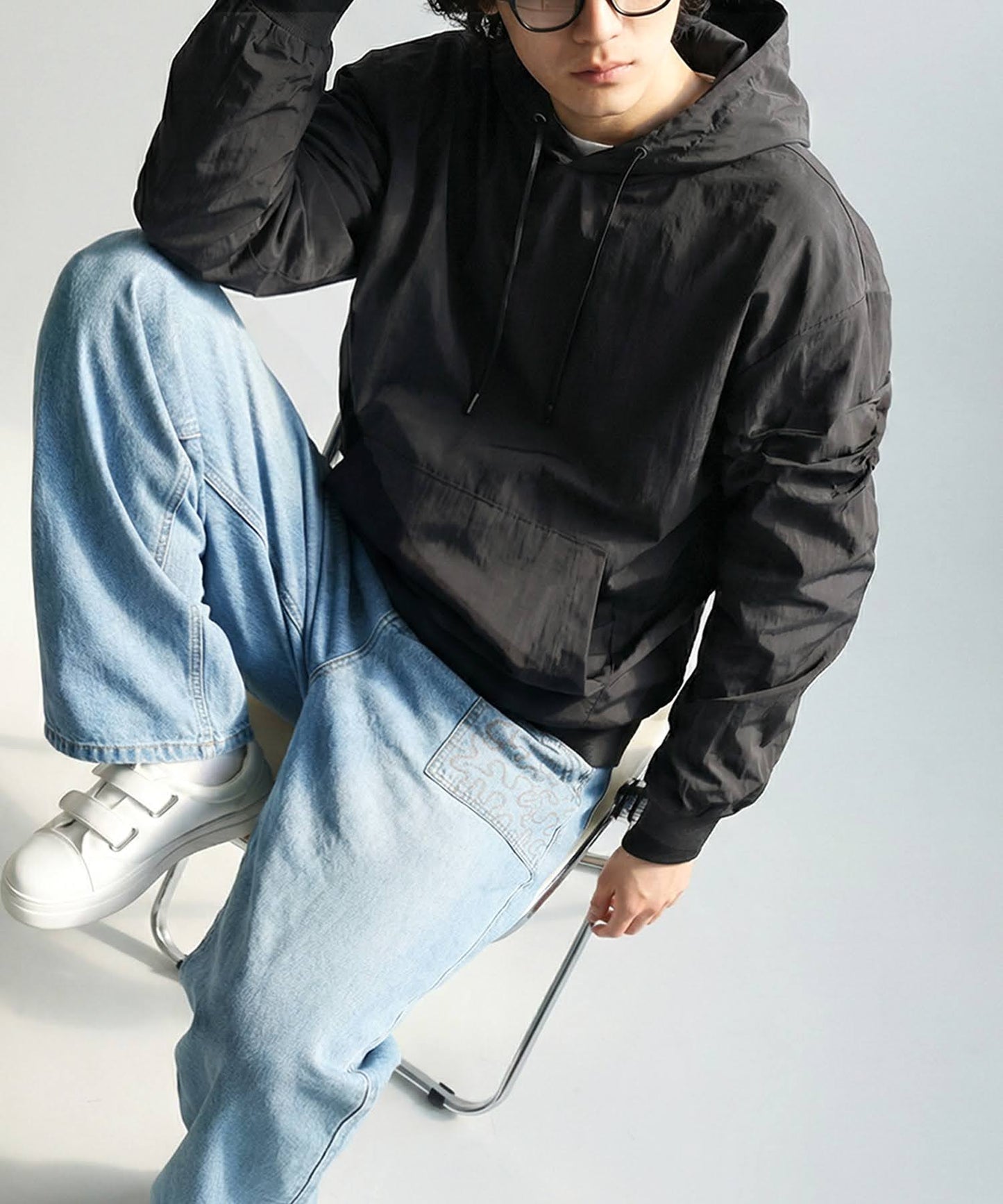 Sheer Hoodie Top Men's