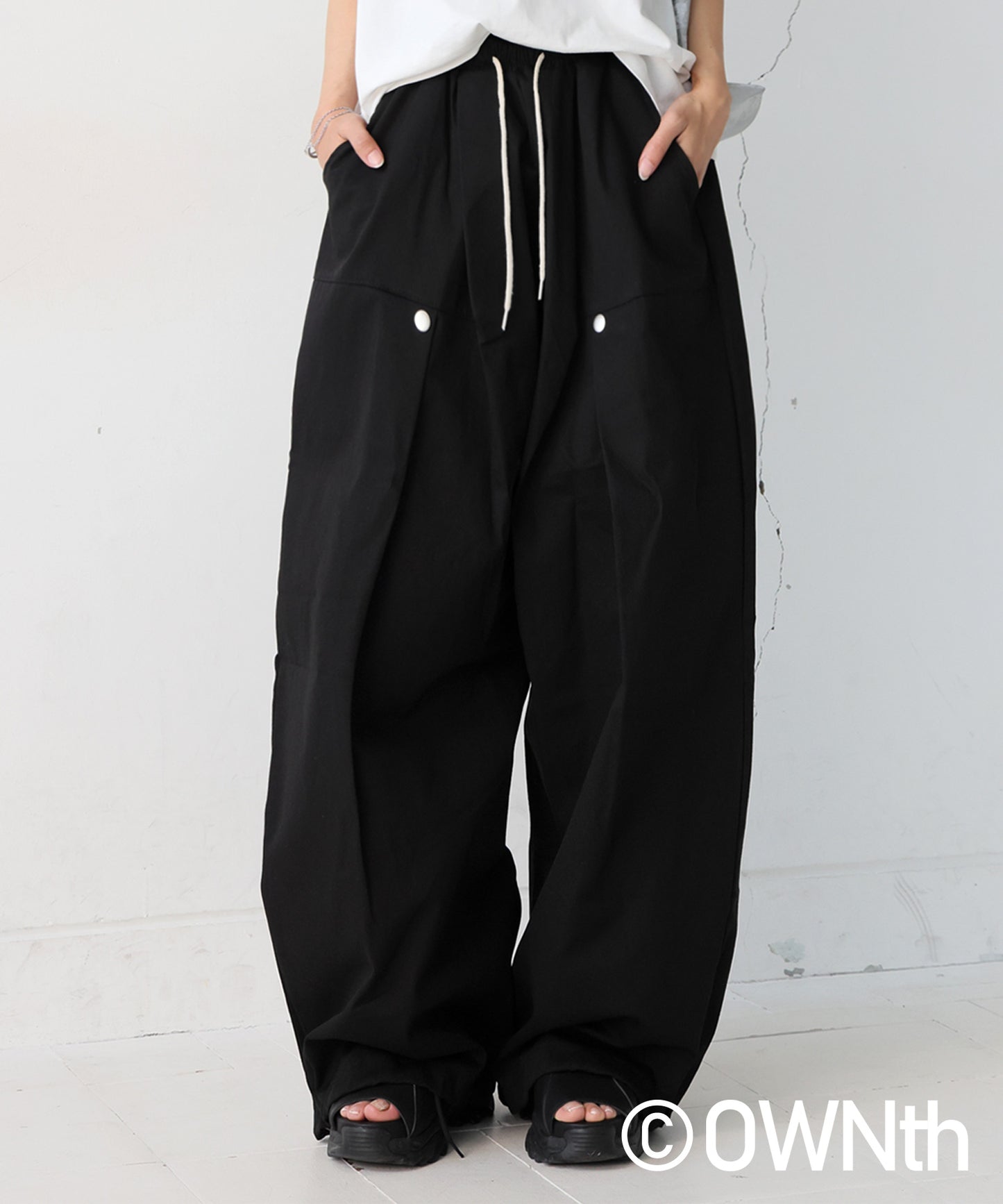OWNth Ladies Tucked Circus Pants With Drawstring Hem Design