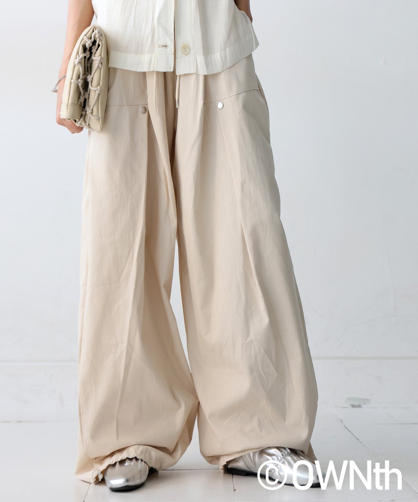 OWNth Ladies Tucked Circus Pants With Drawstring Hem Design
