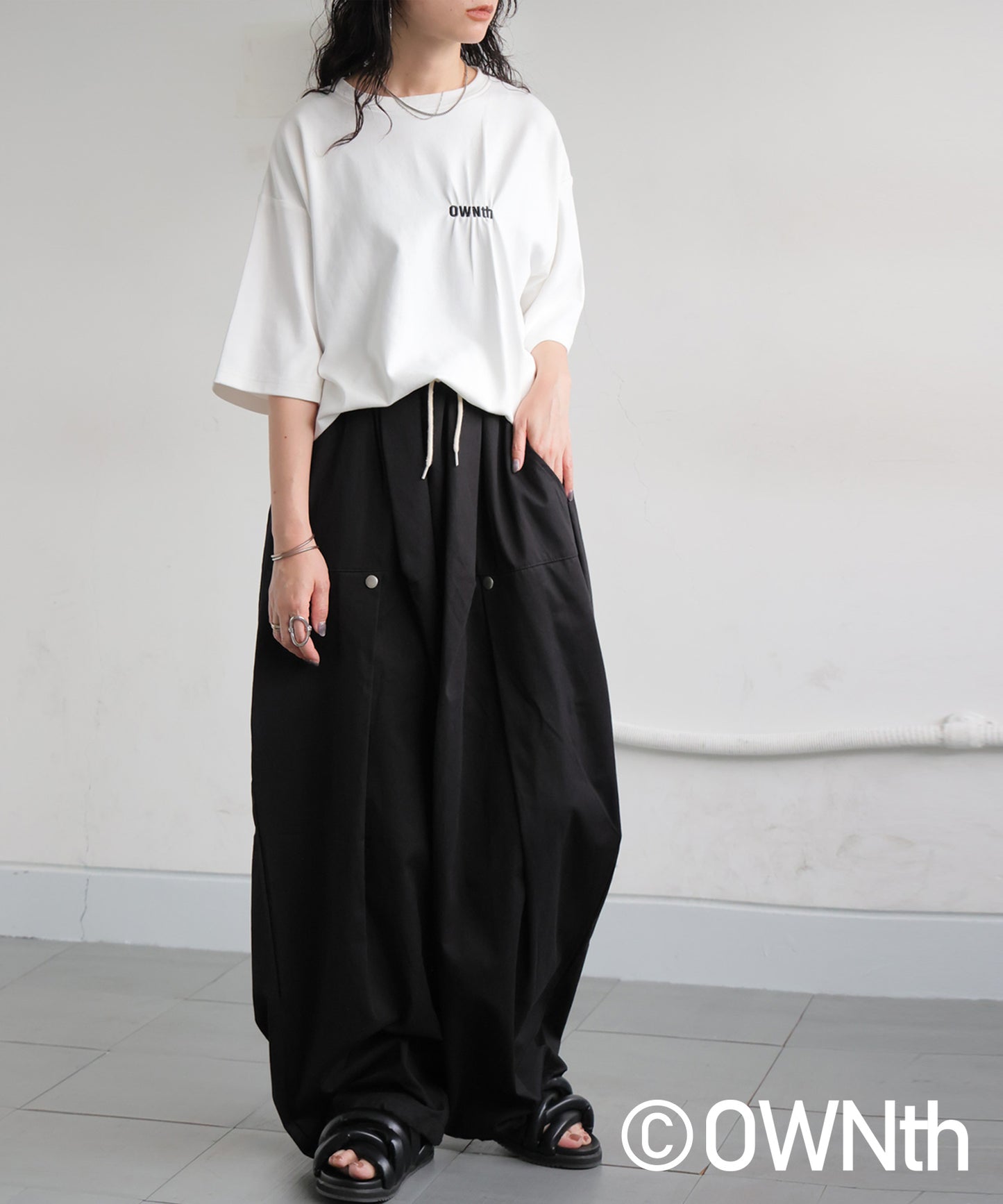 OWNth Ladies Tucked Circus Pants With Drawstring Hem Design